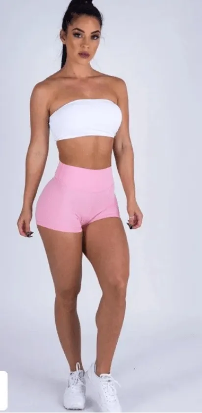 Baller Babe High Waisted Booty Shorts Baby Pink