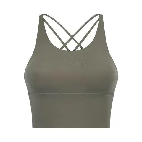 Baller Babe Middi Top with cross back Olive