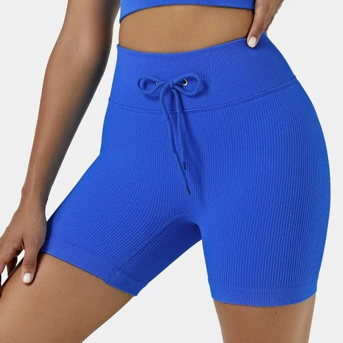 Baller Babe Ribbed seamless womens biker shorts - Blue