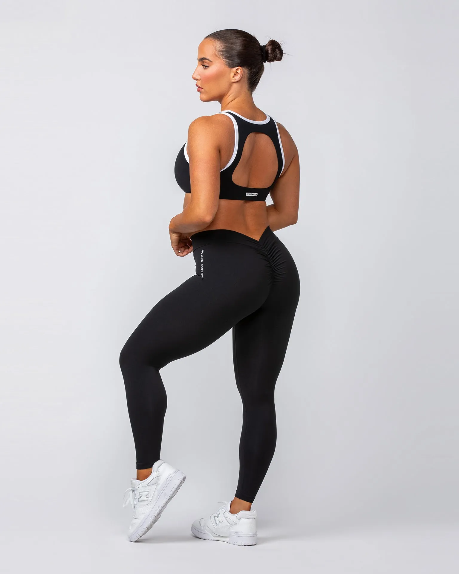 Deep Scrunch Ankle Length Leggings - Black