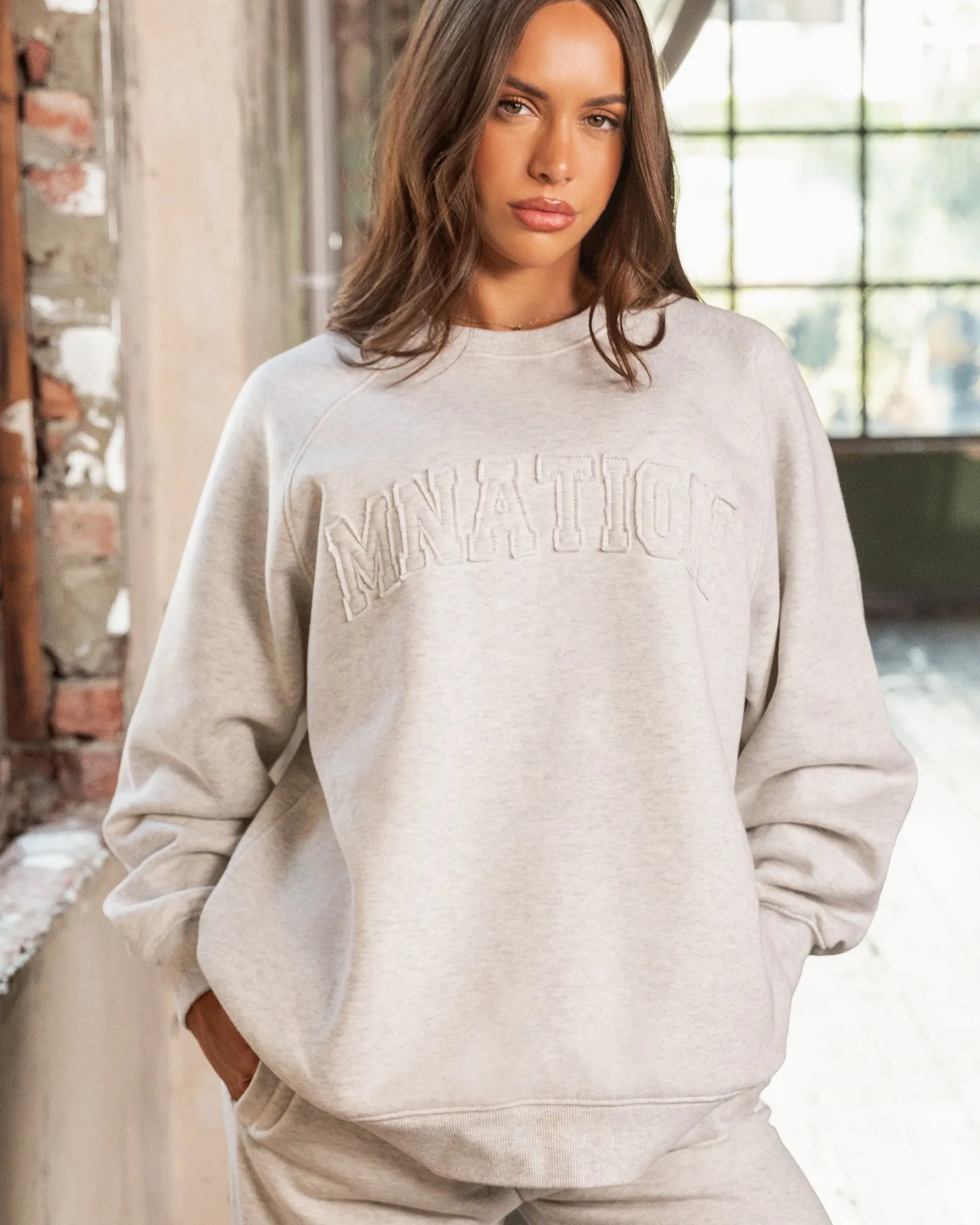 Downtime Oversized Pullover - Snow Grey Marl