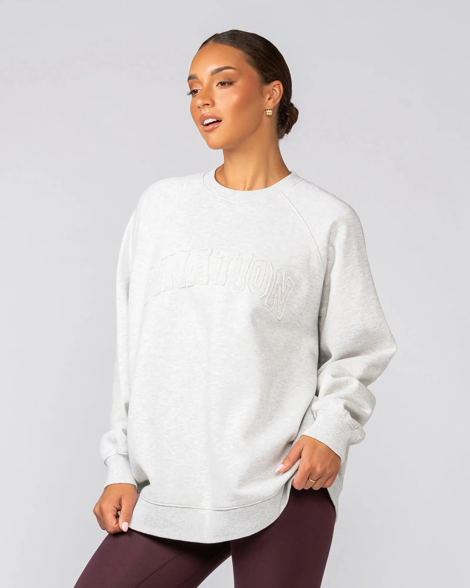 Downtime Oversized Pullover - Snow Grey Marl