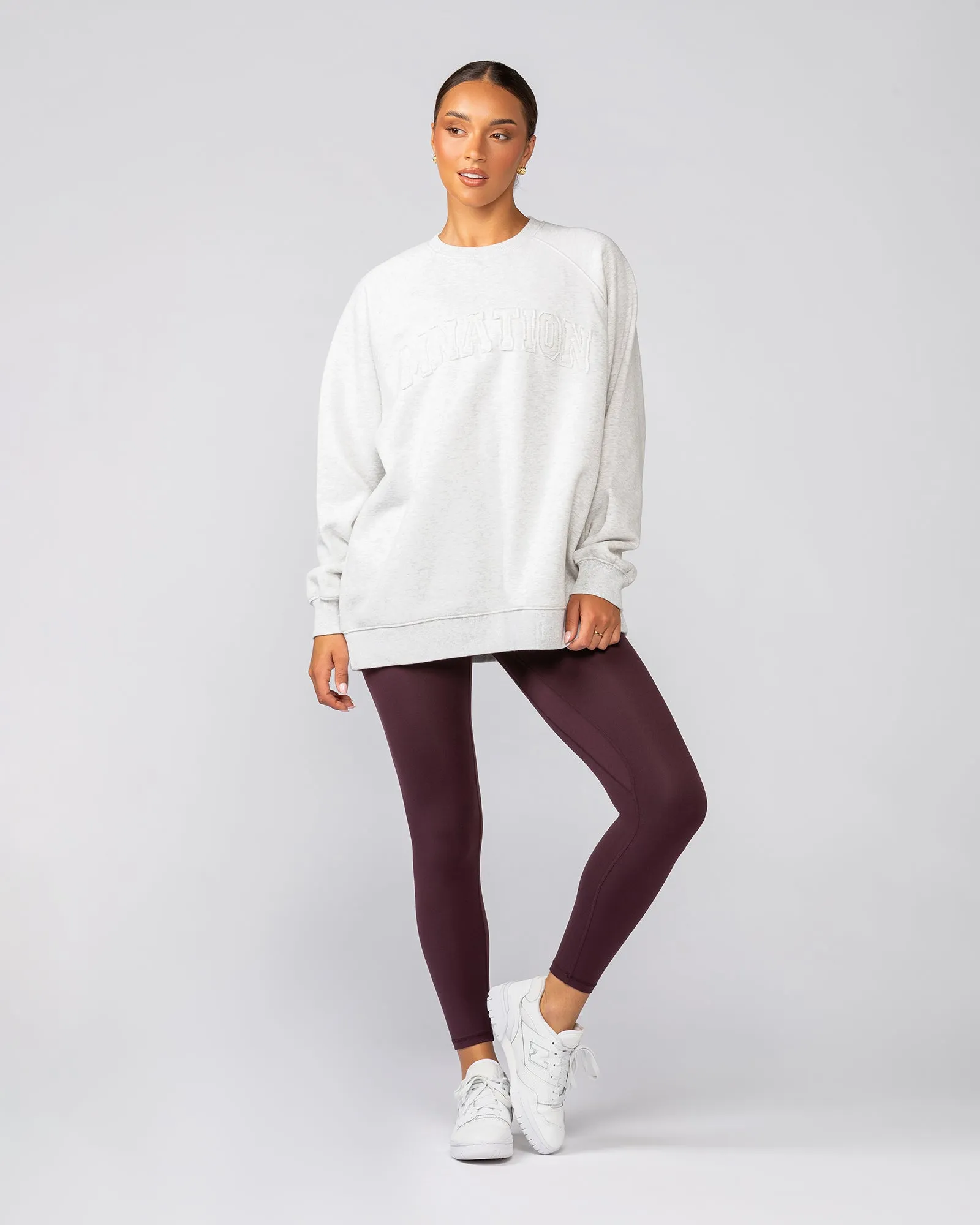 Downtime Oversized Pullover - Snow Grey Marl