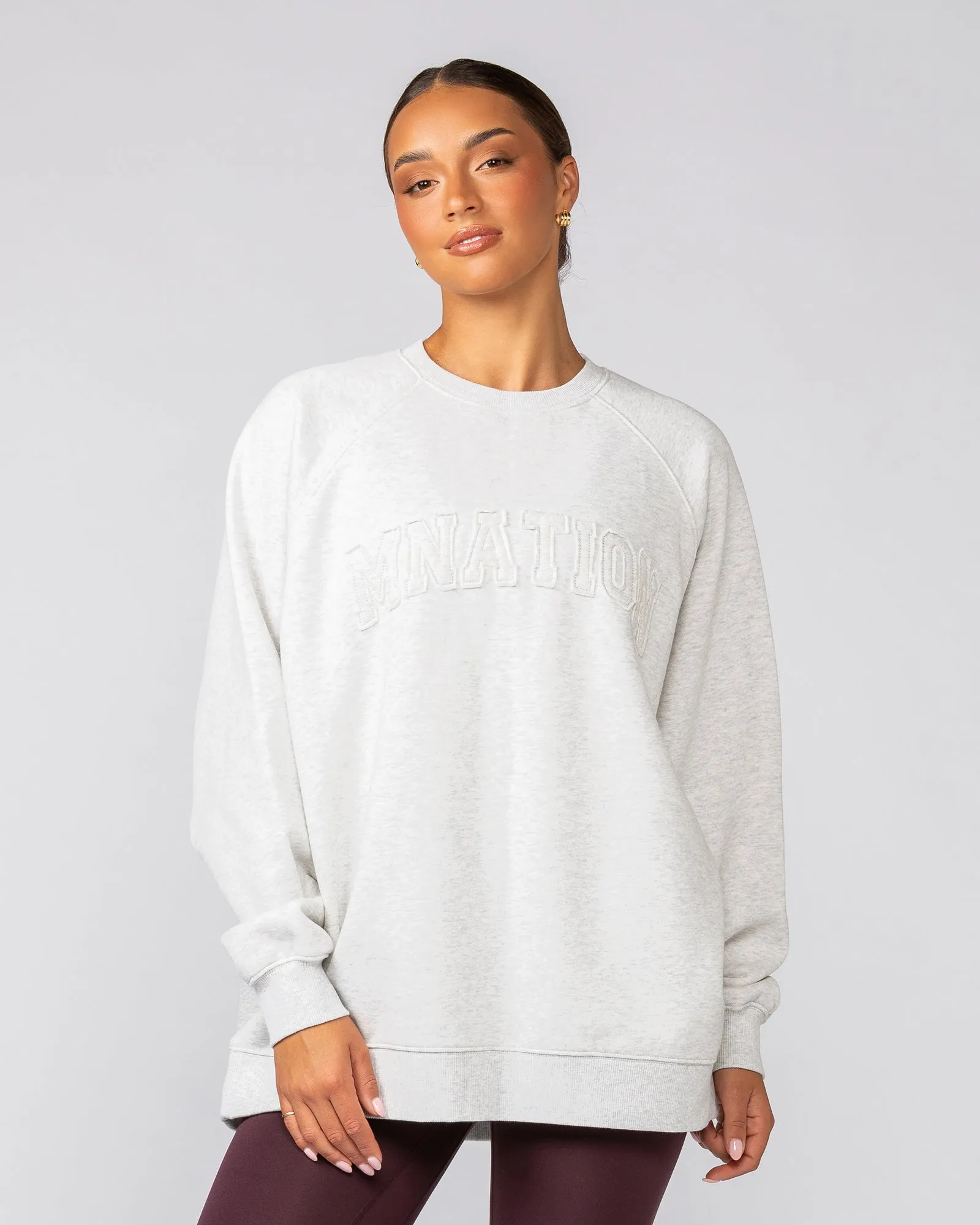 Downtime Oversized Pullover - Snow Grey Marl