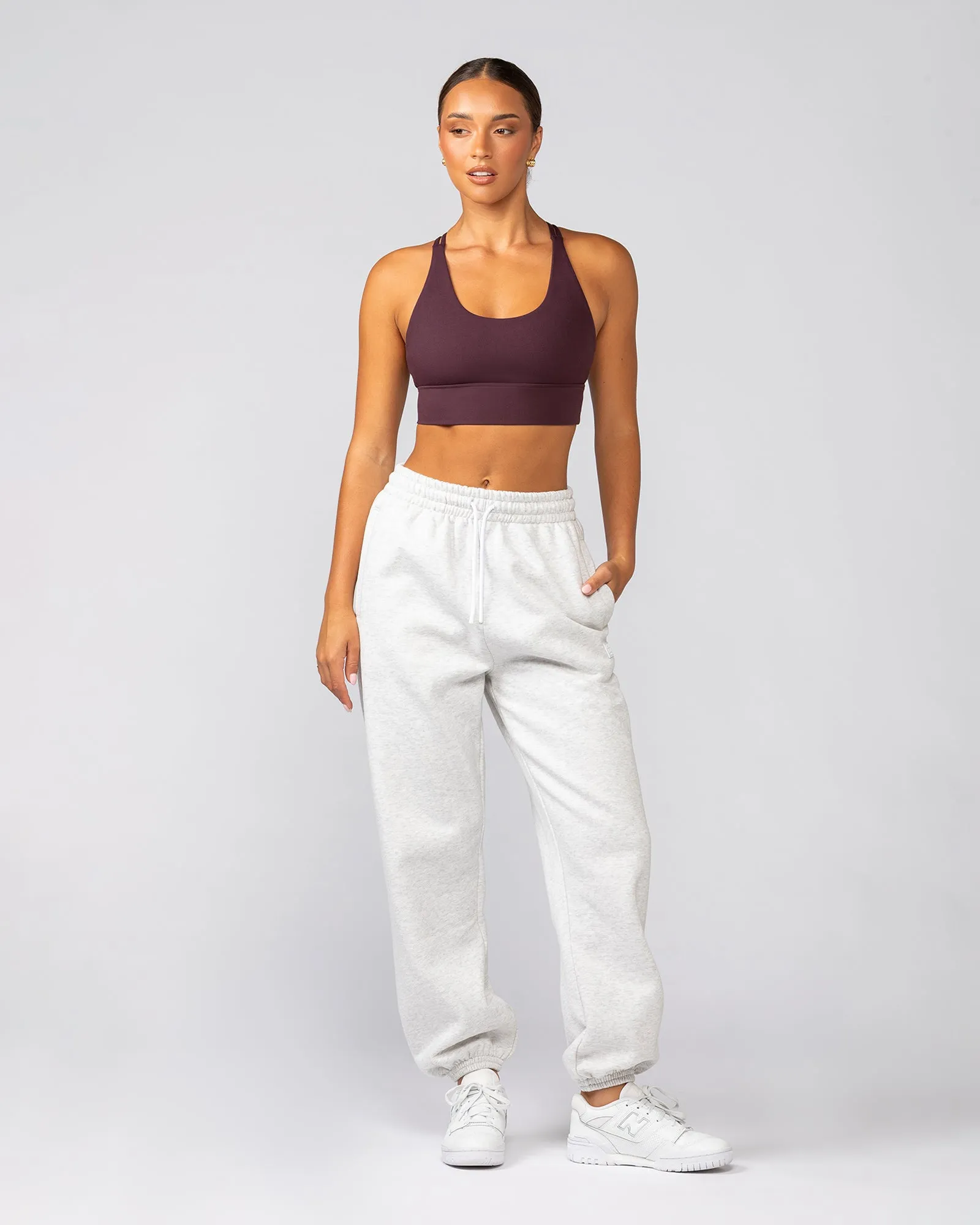 Downtime Slouchy Trackies - Snow Grey Marl