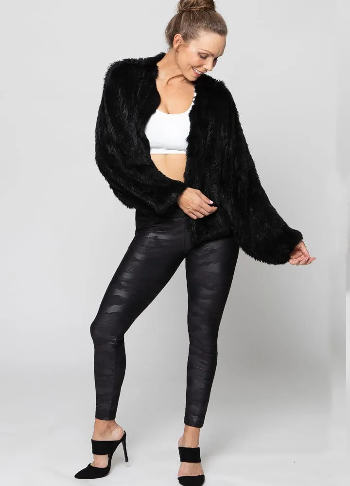 Faux Leather Camo High Waisted Leggings