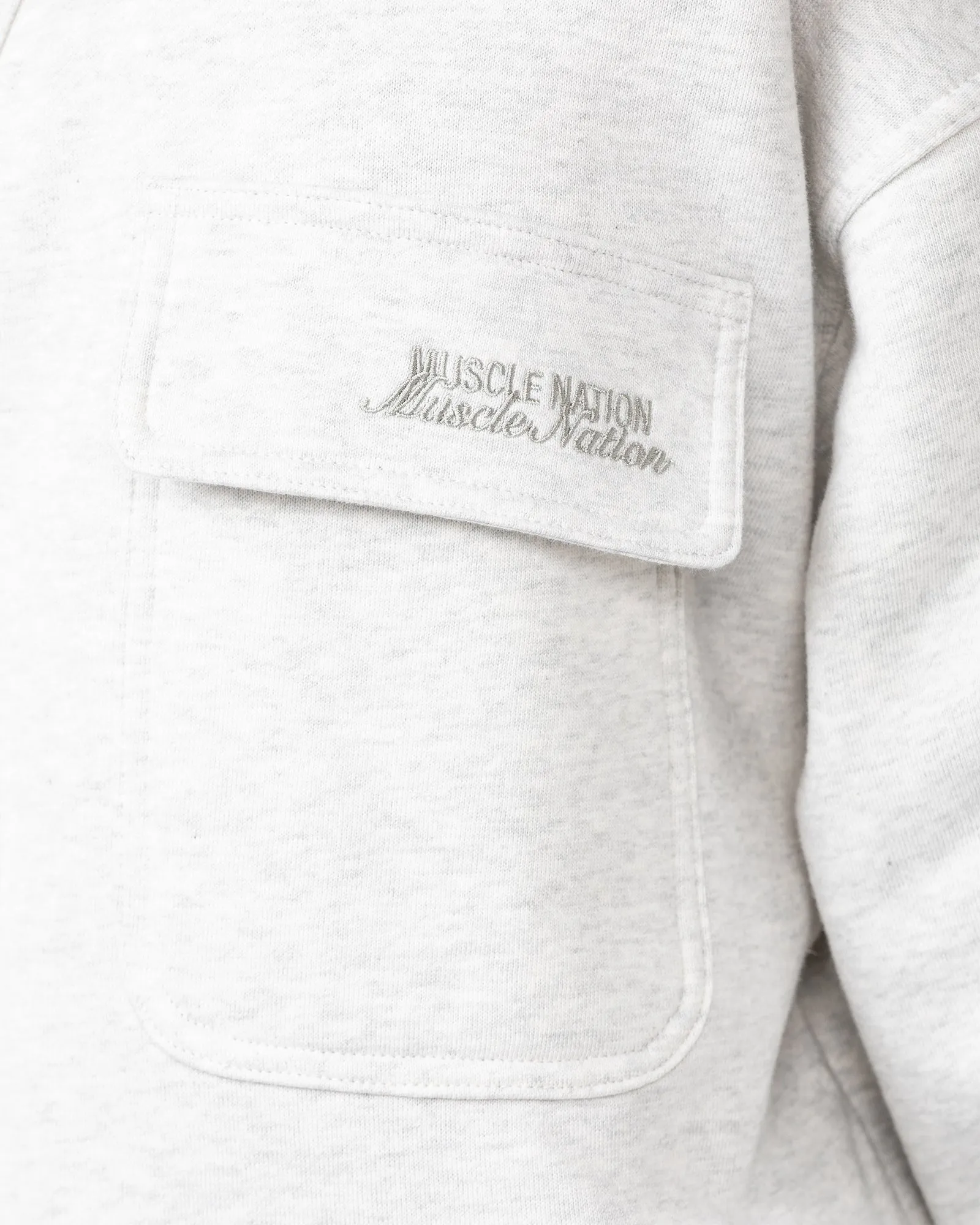 Fleecy Oversized Shacket - Snow Grey Marl