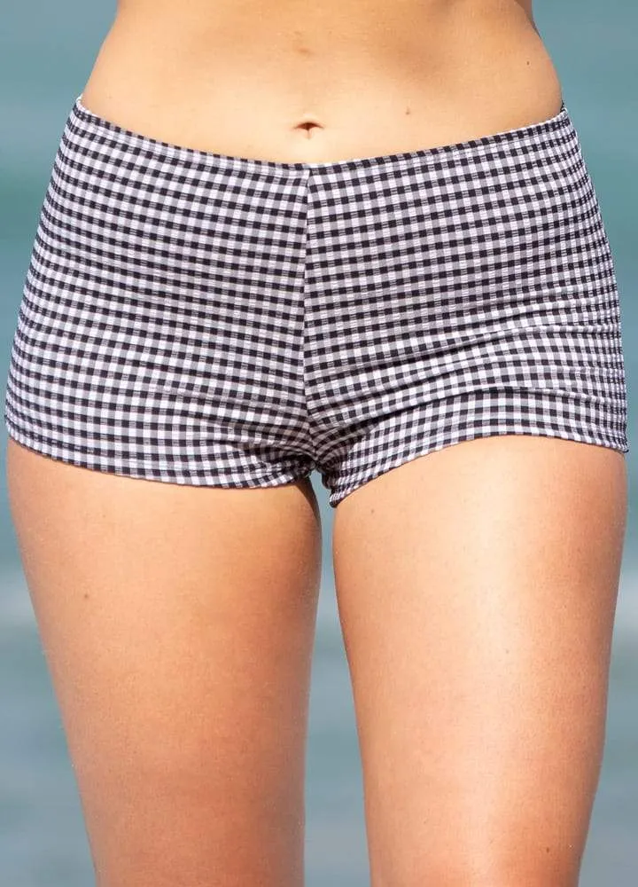 Gingham Boyleg Bikini - Black