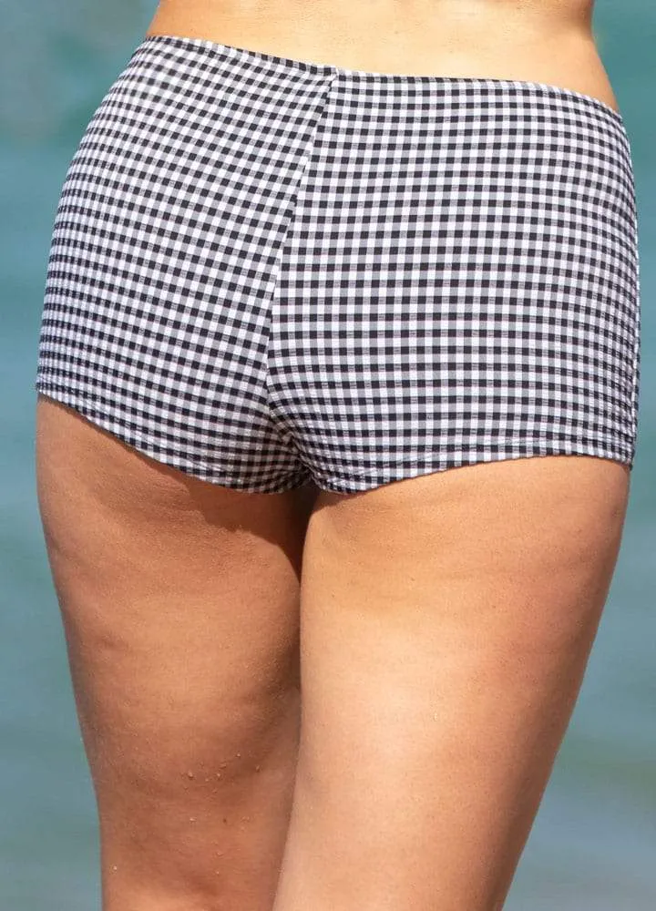 Gingham Boyleg Bikini - Black