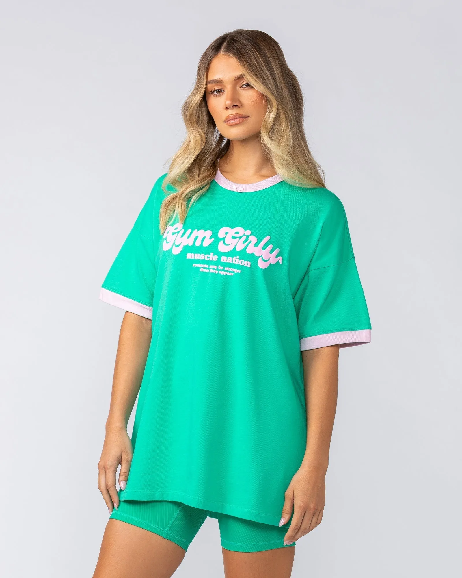 Gym Girly Oversized Tee - Palm Leaf