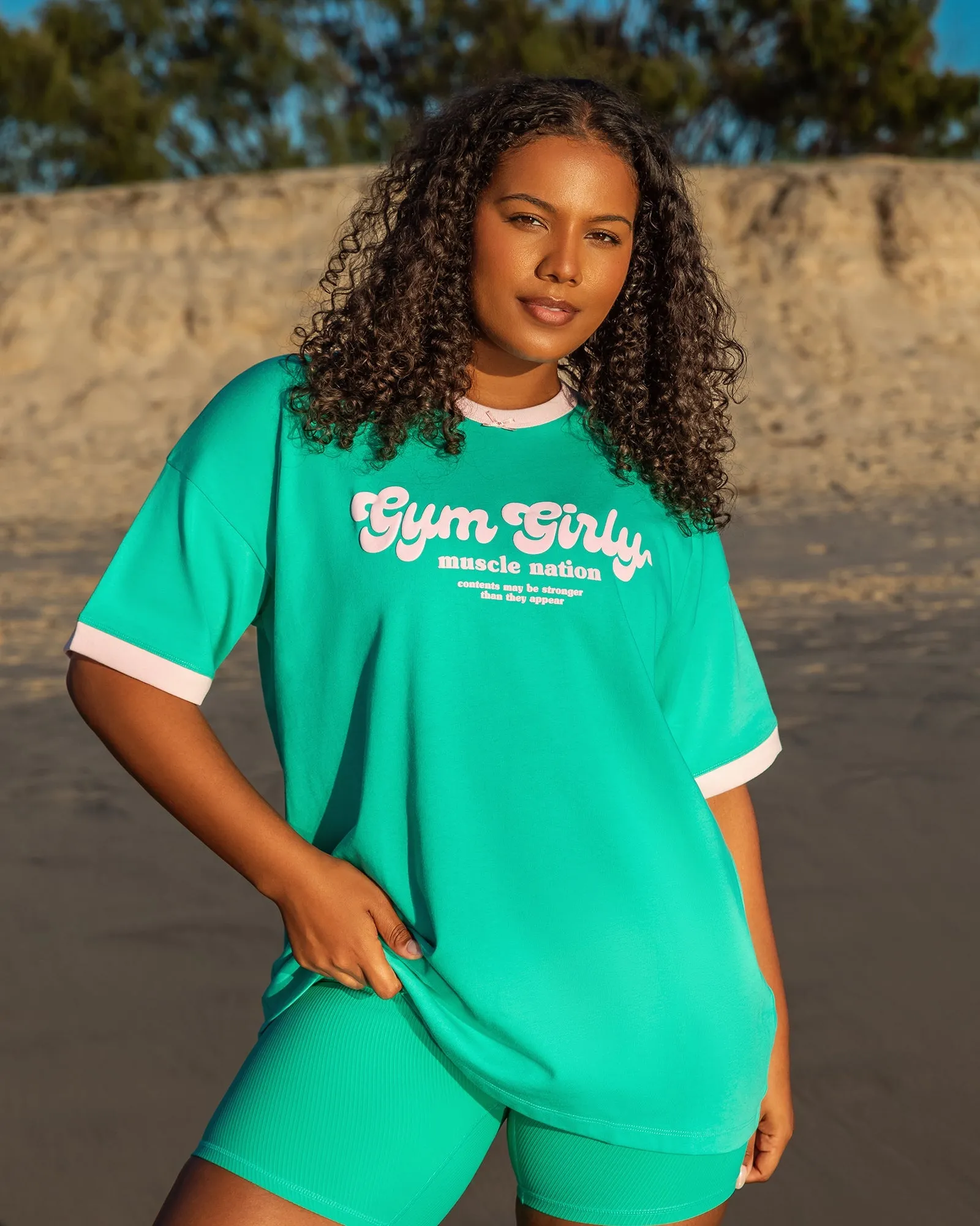 Gym Girly Oversized Tee - Palm Leaf