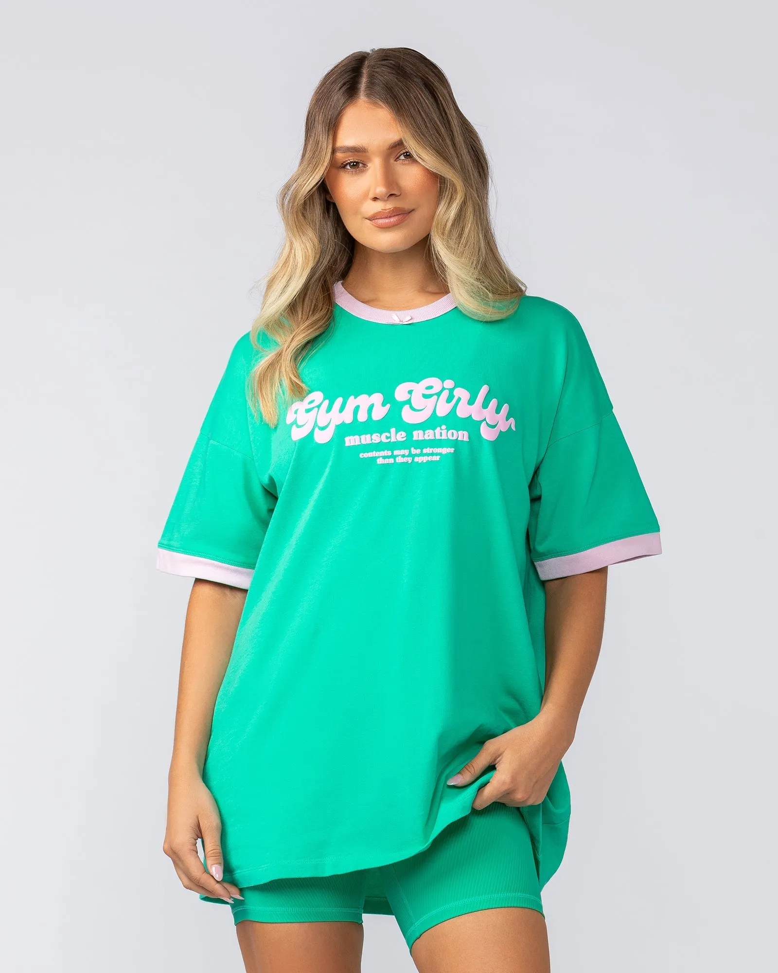Gym Girly Oversized Tee - Palm Leaf