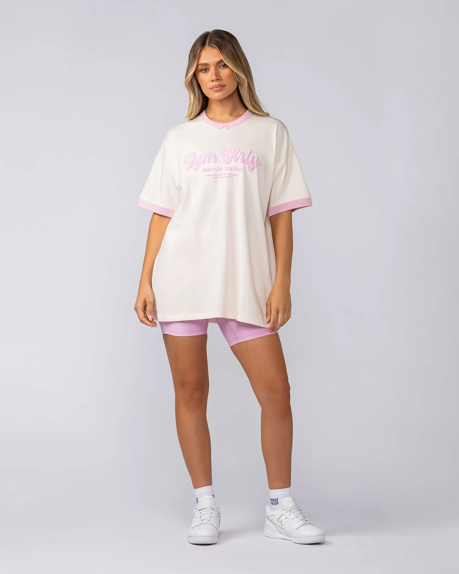 Gym Girly Oversized Tee - Travertine