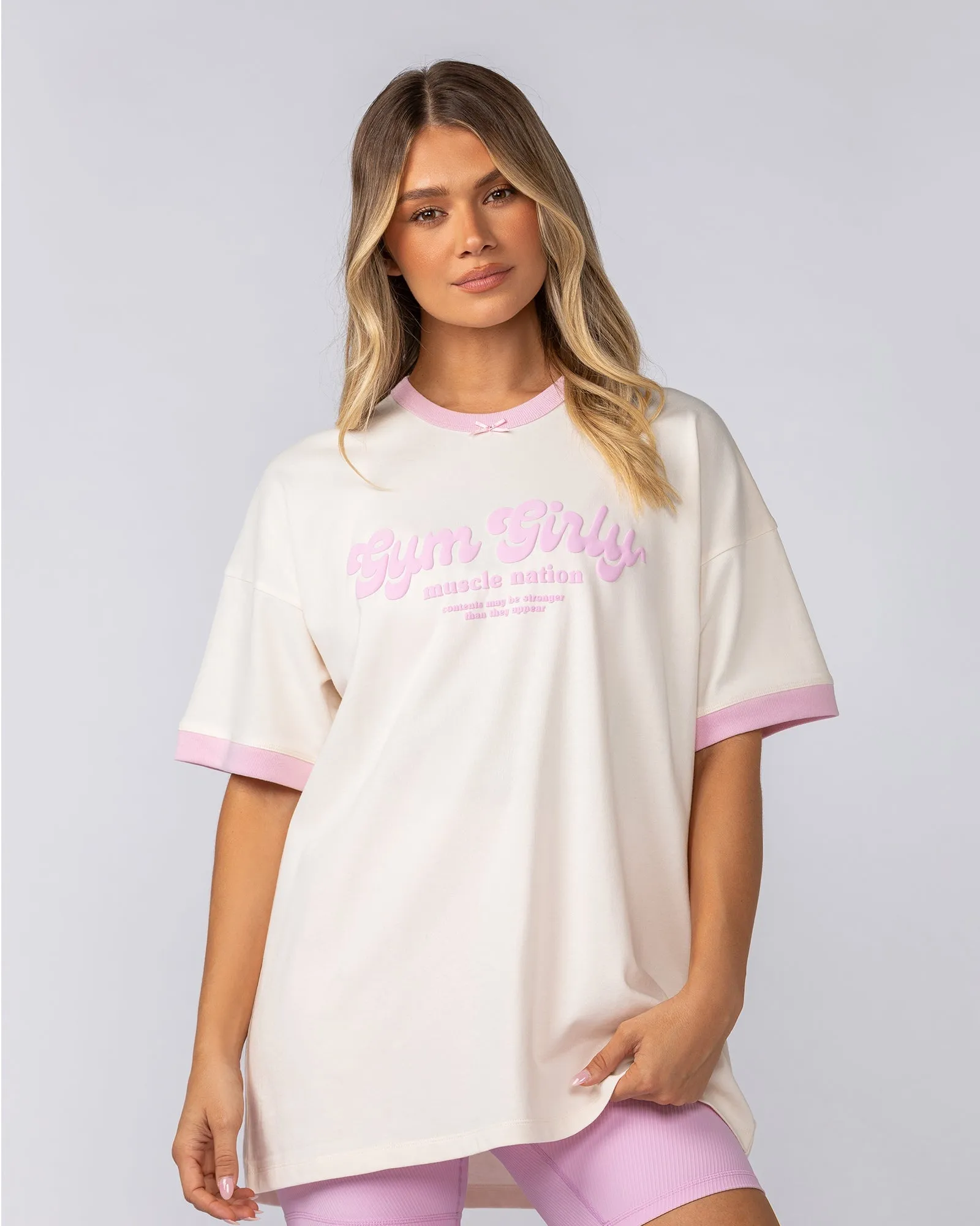 Gym Girly Oversized Tee - Travertine