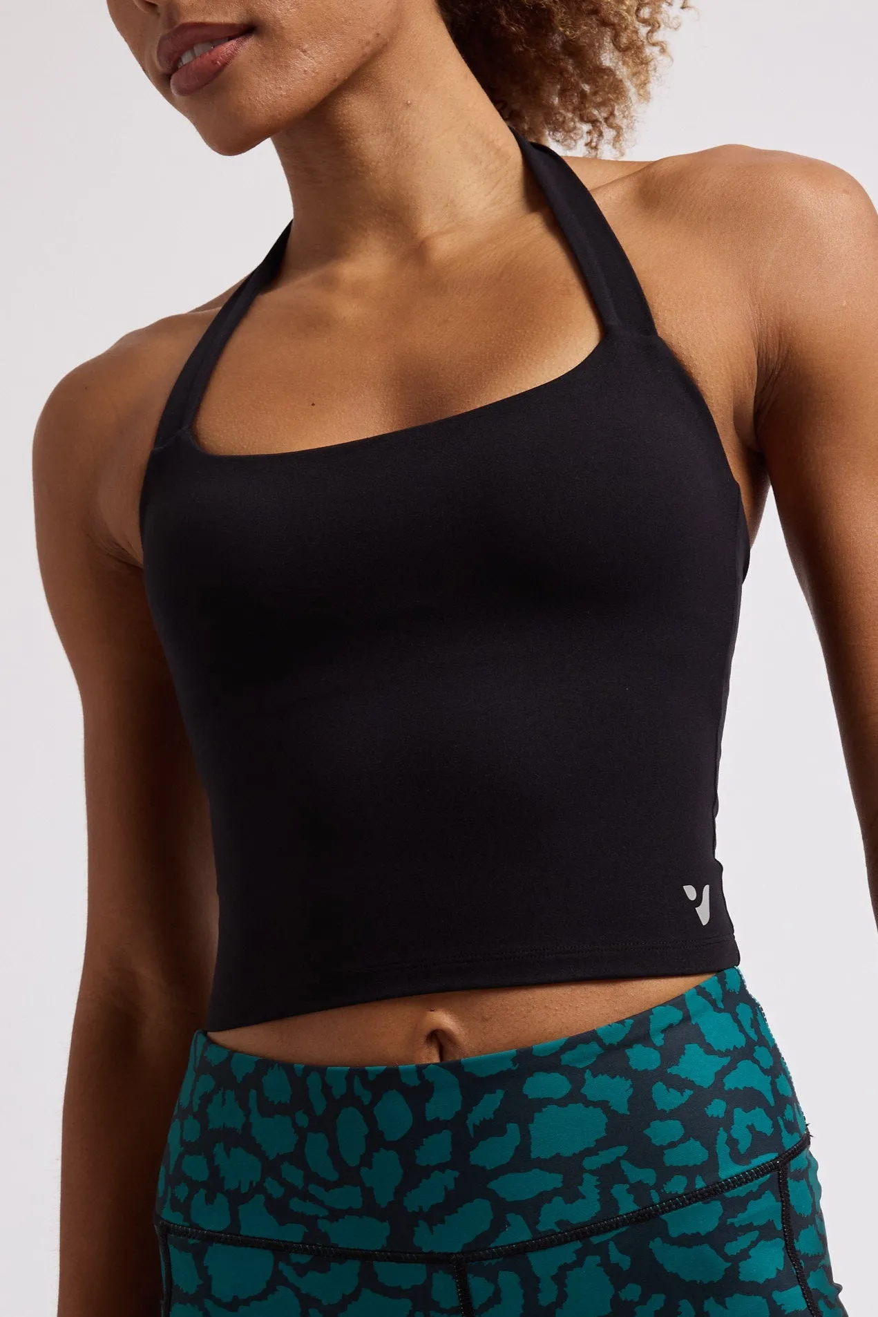 Halter Neck Sports Bra - Black