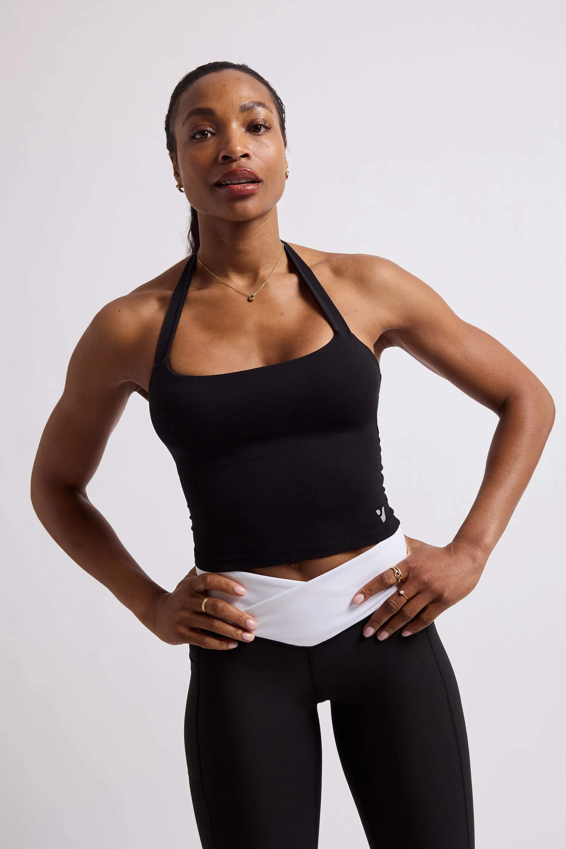Halter Neck Sports Bra - Black