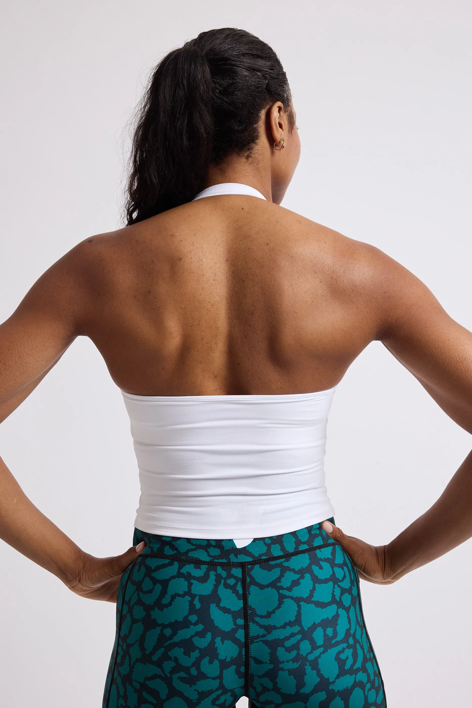 Halter Neck Sports Bra - White