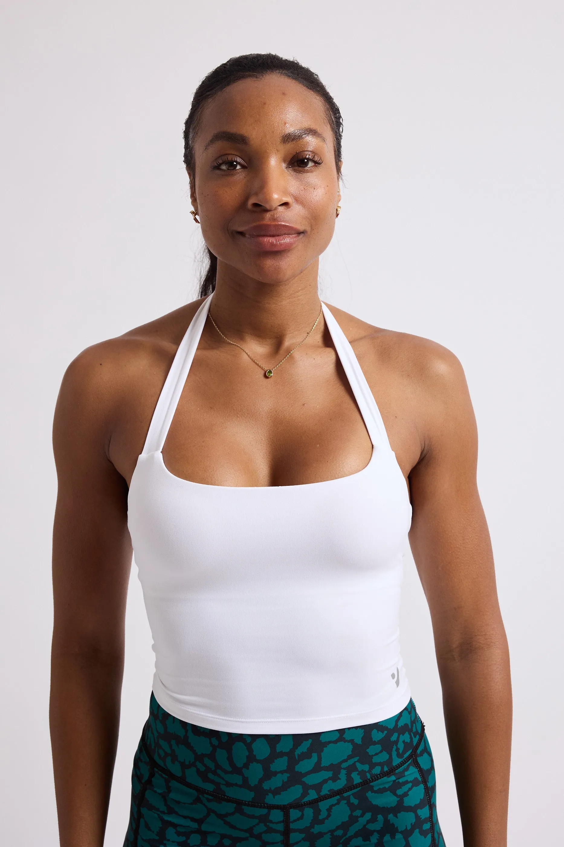 Halter Neck Sports Bra - White