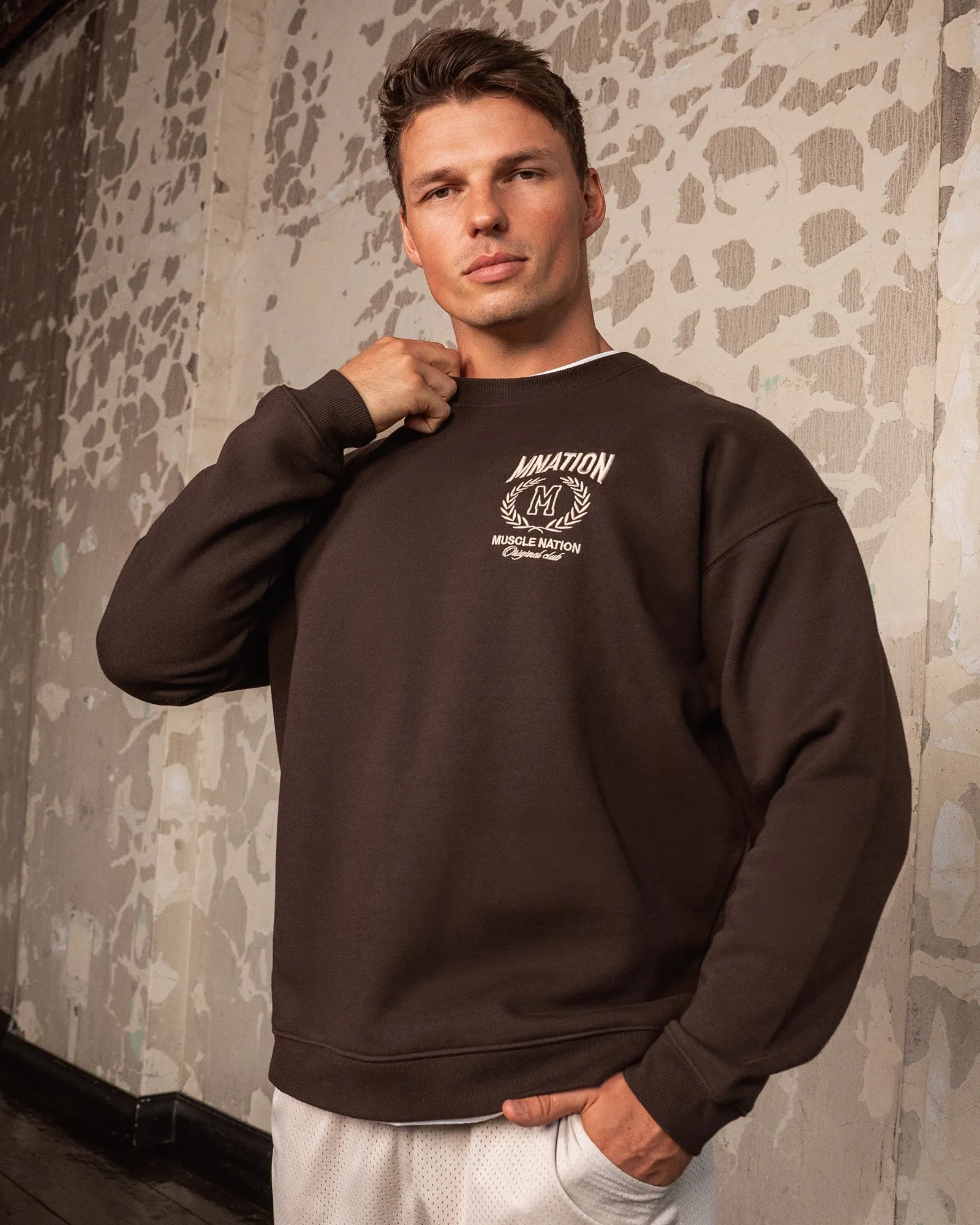 Heritage Crest Crew Pullover - Cocoa