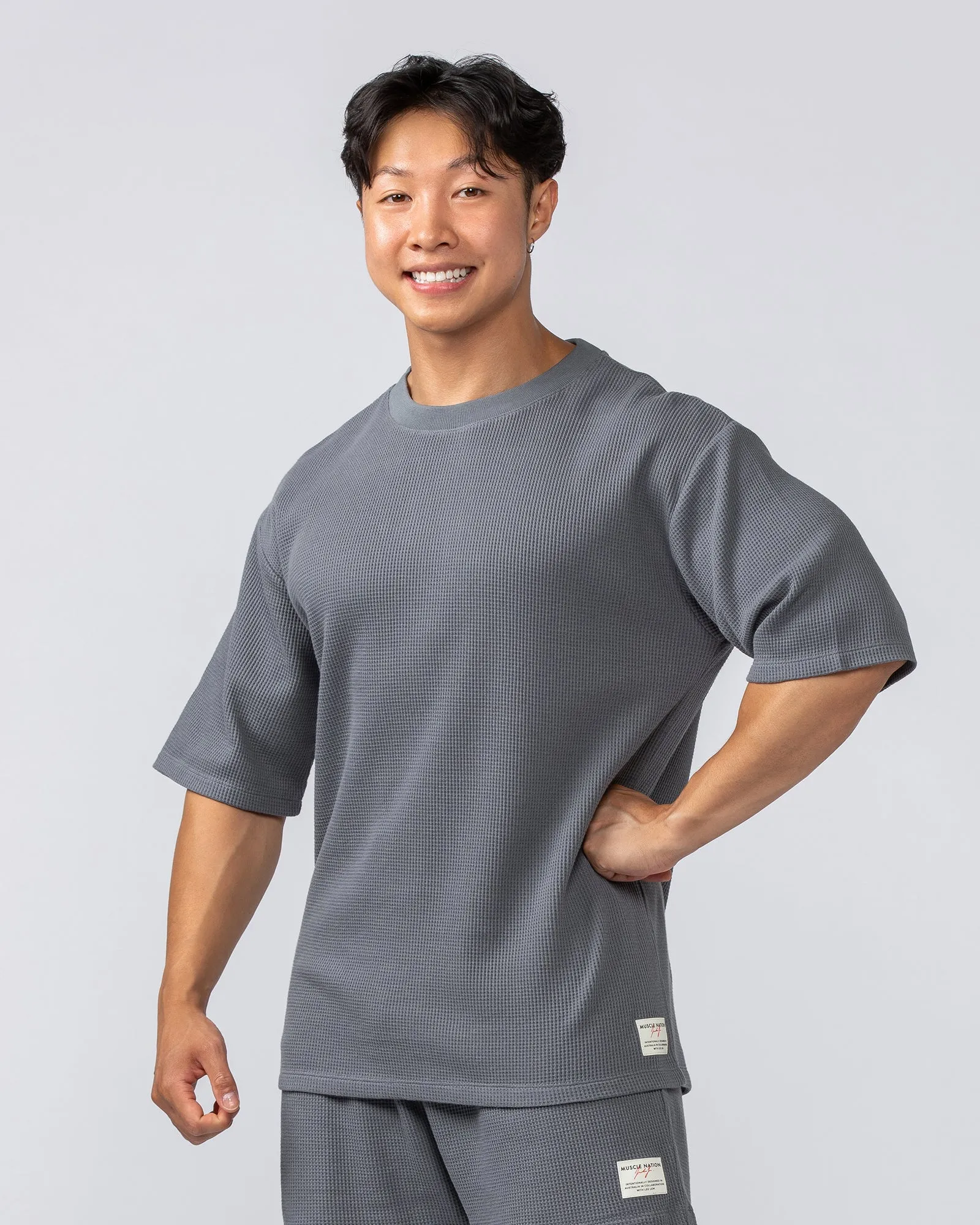 Lee Lem Short Boxy Waffle Tee - Platinum Grey