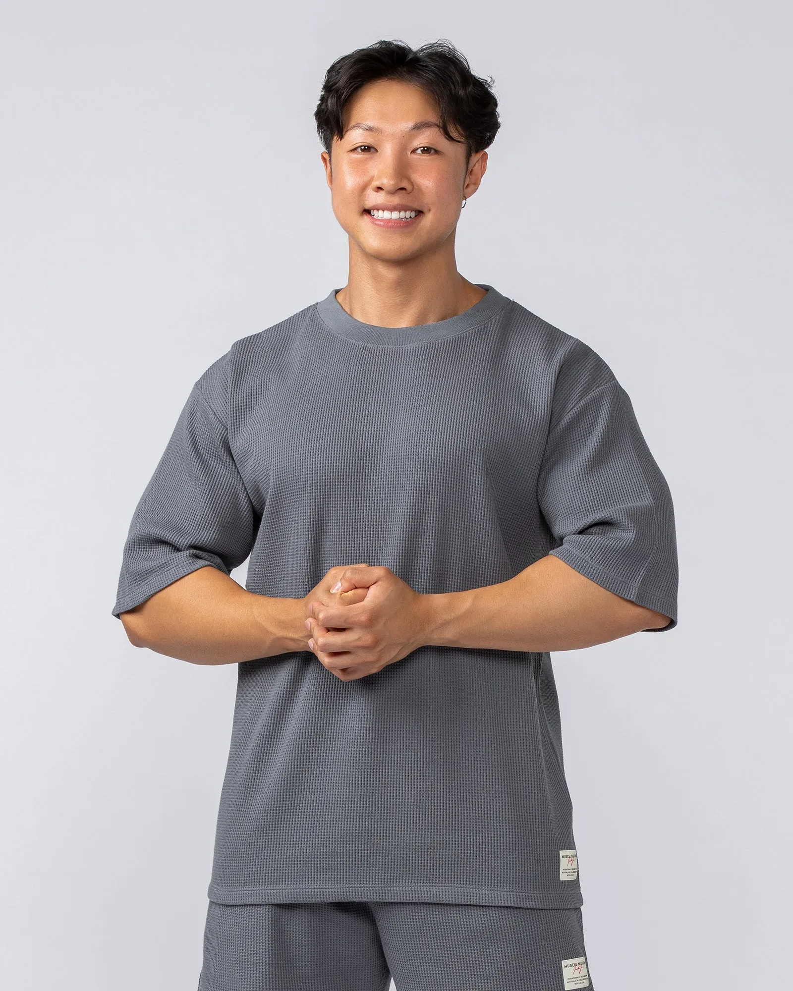 Lee Lem Short Boxy Waffle Tee - Platinum Grey