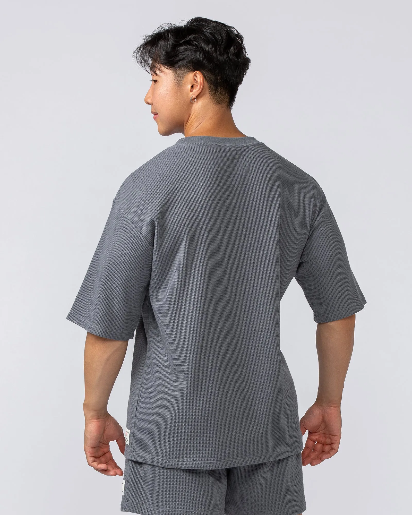 Lee Lem Short Boxy Waffle Tee - Platinum Grey