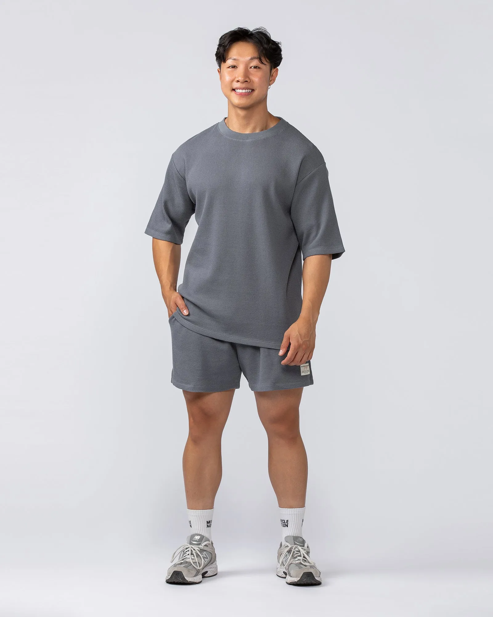 Lee Lem Short Boxy Waffle Tee - Platinum Grey