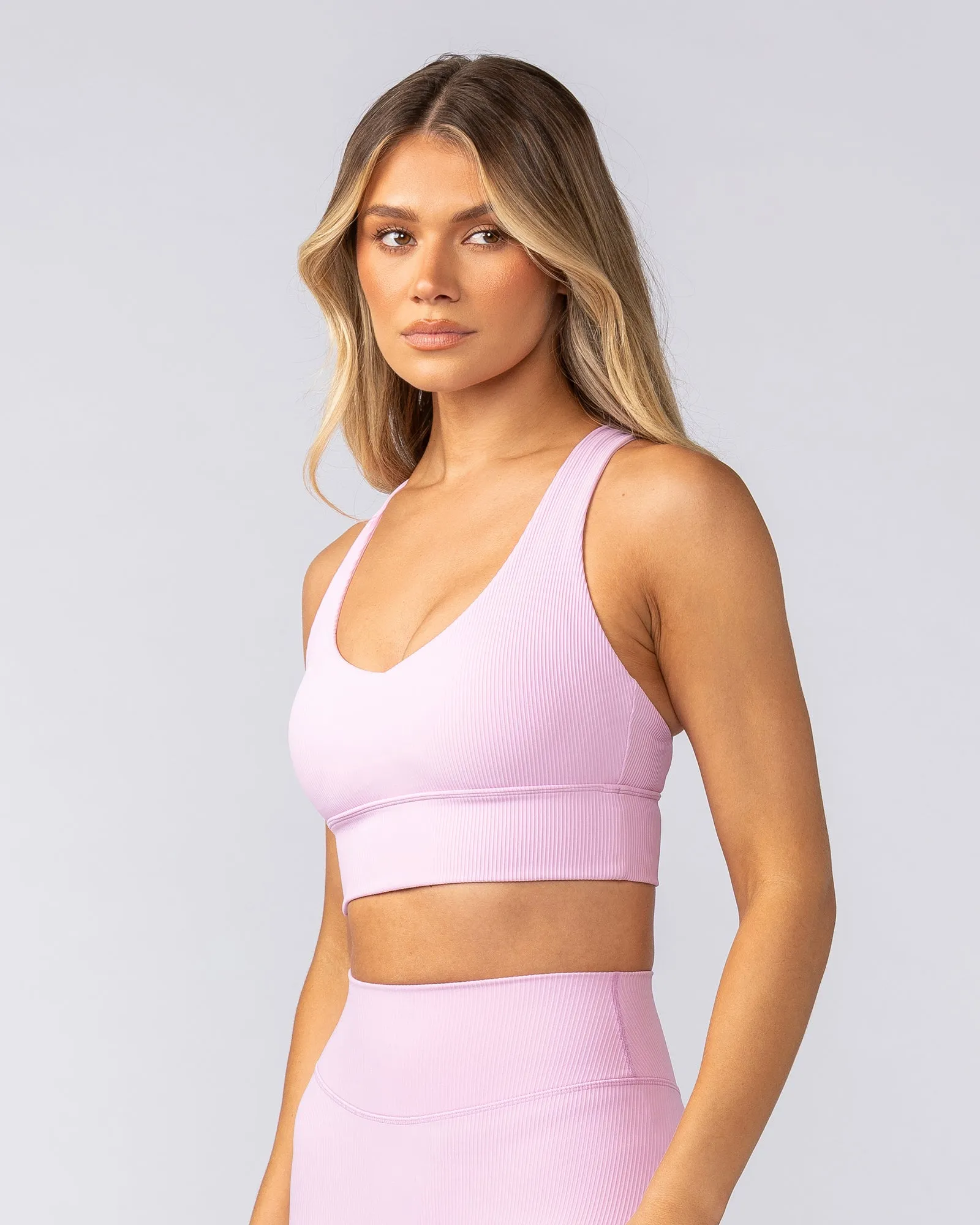 Lover Longline Rib Bra - Fairy Floss