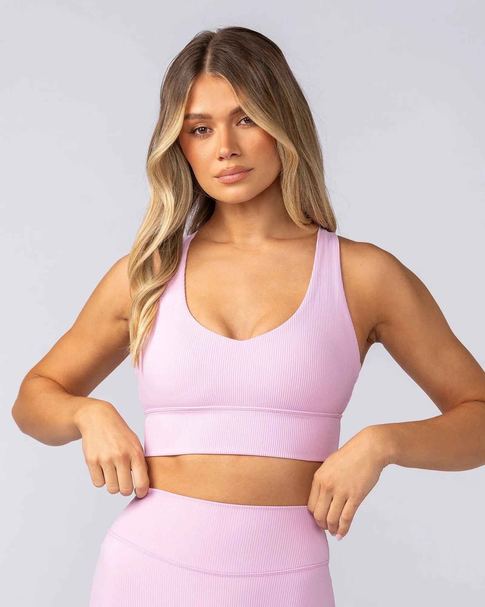 Lover Longline Rib Bra - Fairy Floss