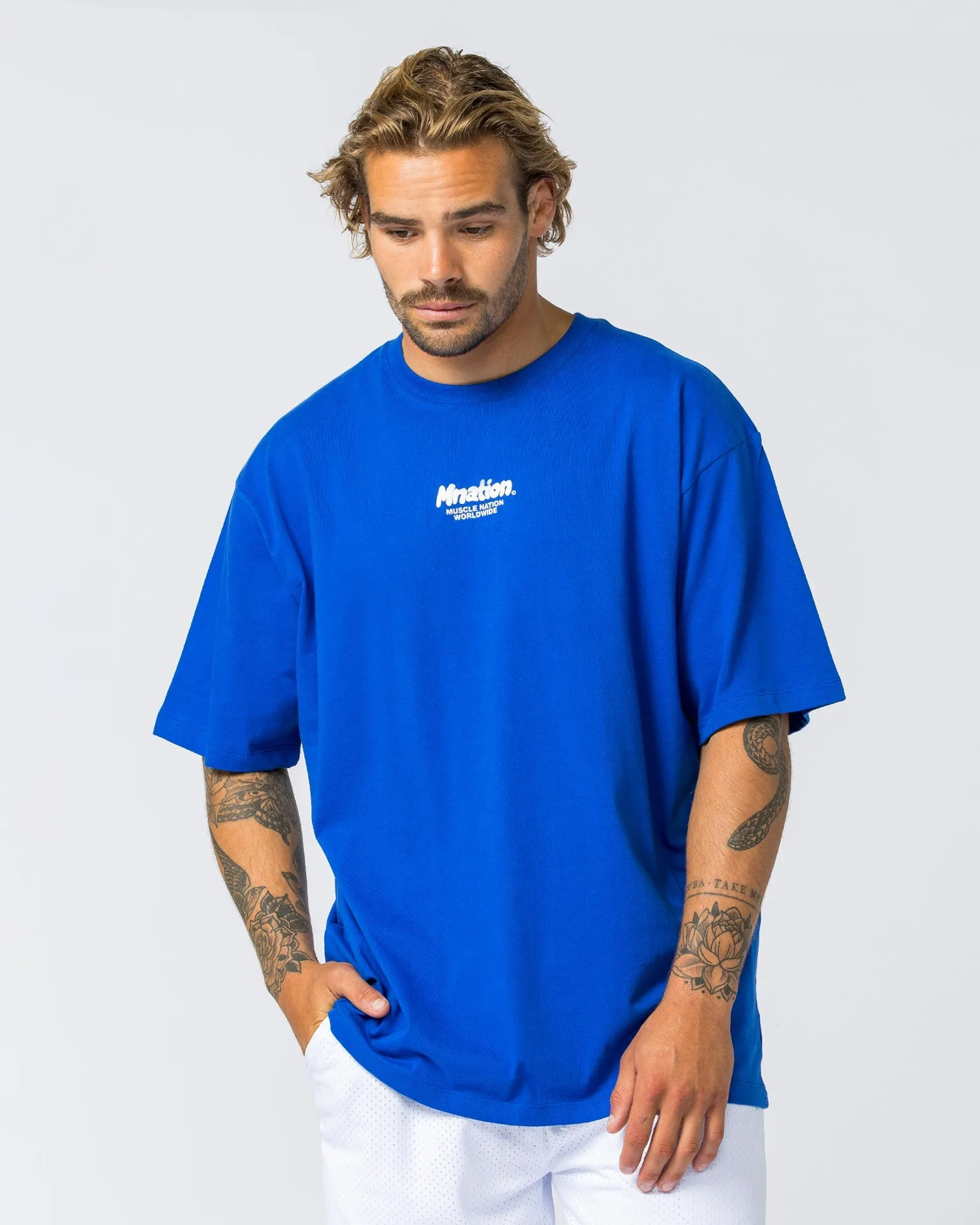 Mens Bubble Warp Oversized Tee - Bondi Blue