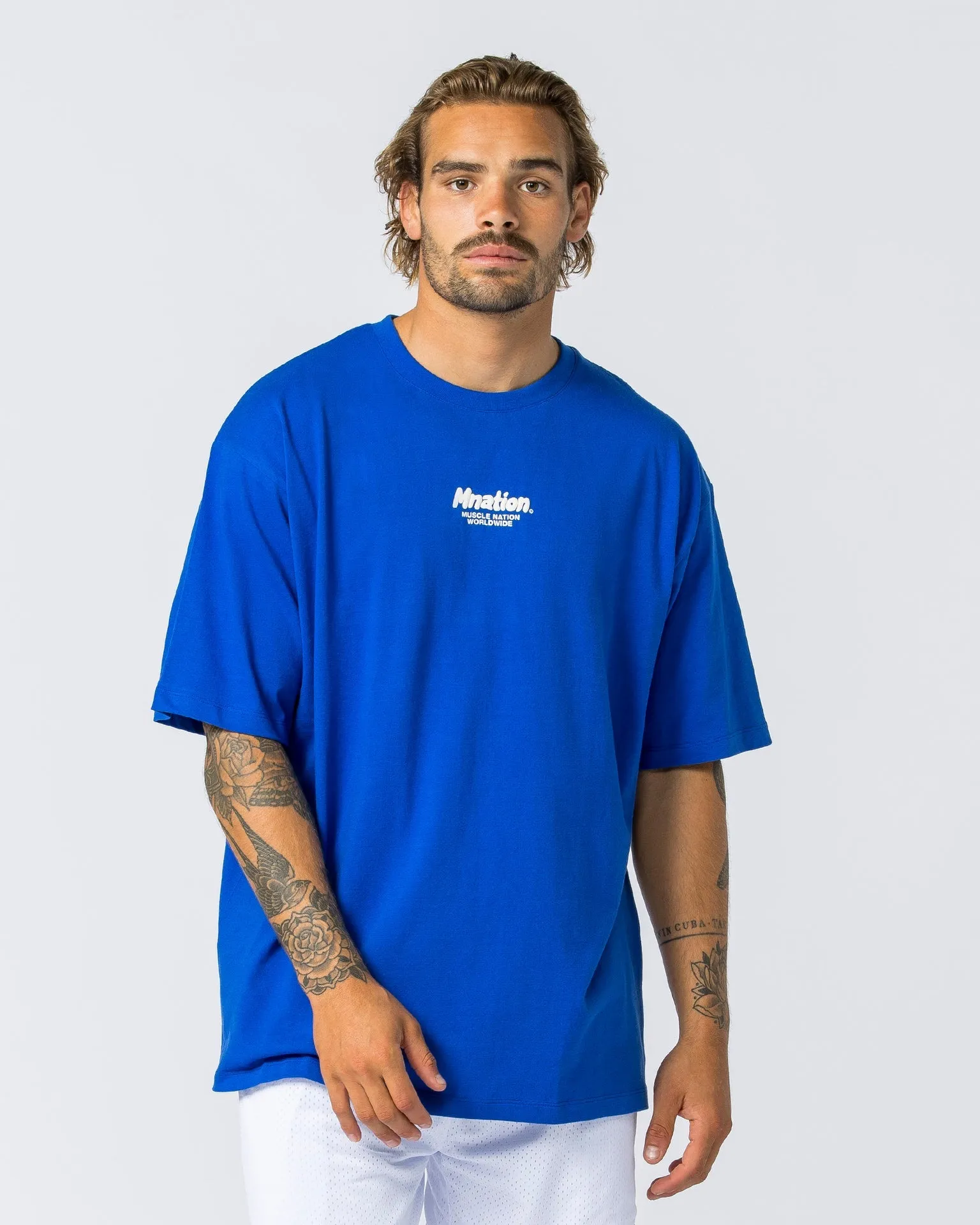 Mens Bubble Warp Oversized Tee - Bondi Blue