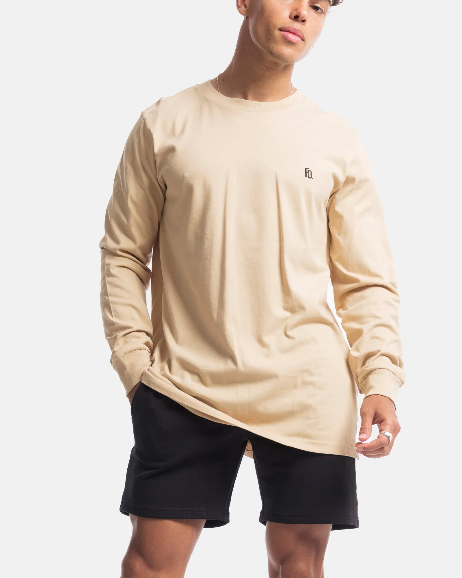 Mens Contract Rise Long Sleeve Tee - Camel