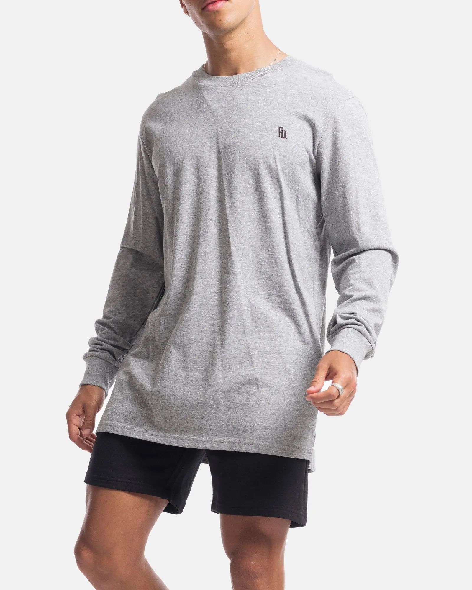 Mens Contract Rise Long Sleeve Tee - Marle Grey