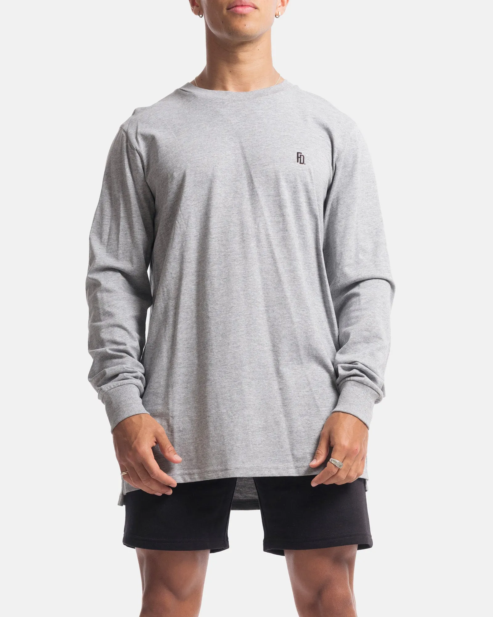 Mens Contract Rise Long Sleeve Tee - Marle Grey