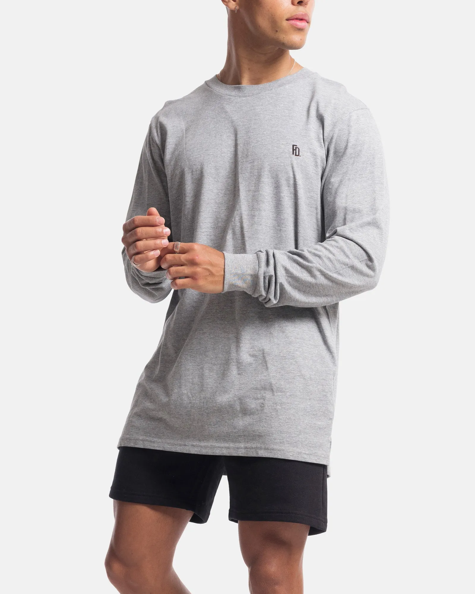 Mens Contract Rise Long Sleeve Tee - Marle Grey