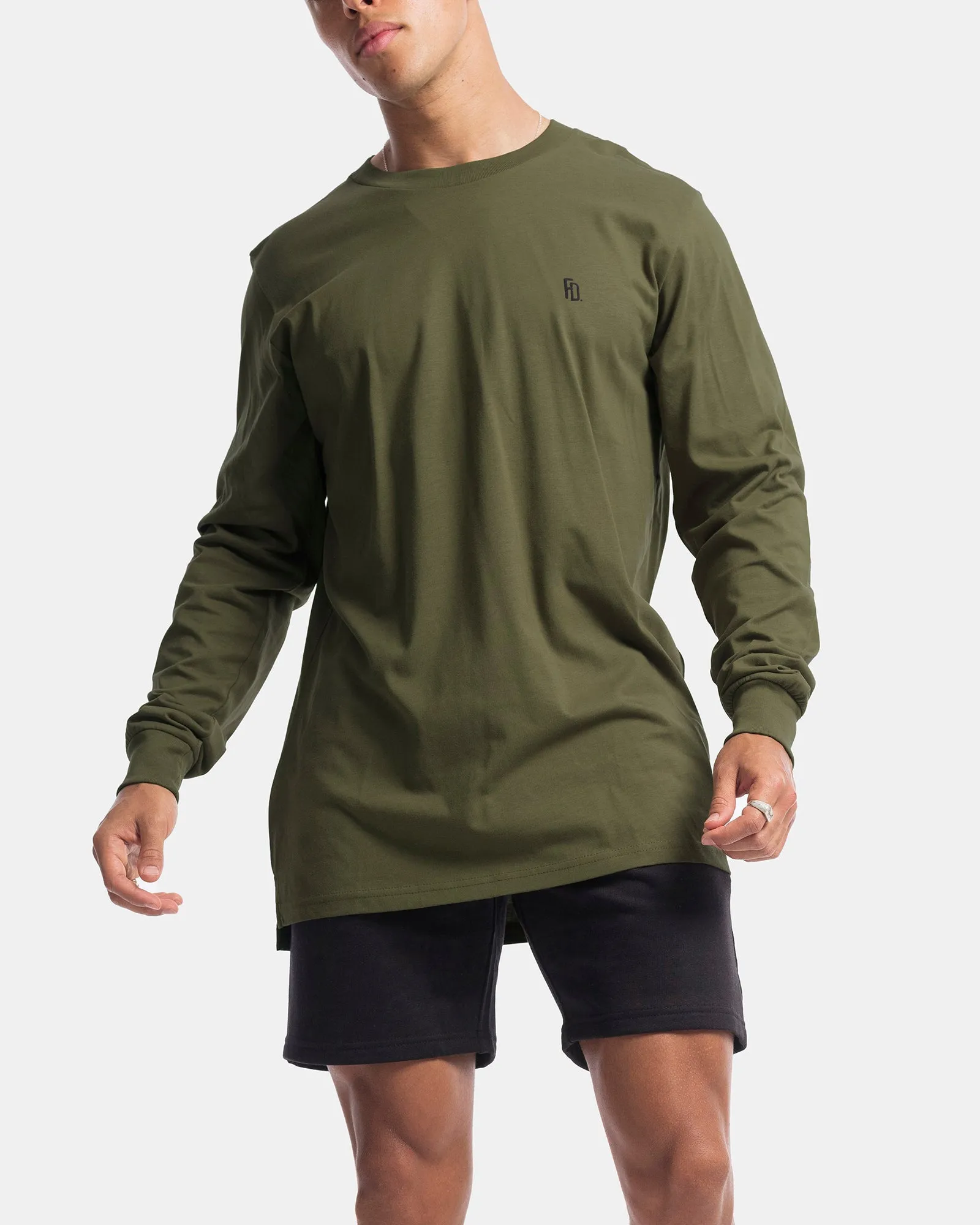 Mens Contract Rise Long Sleeve Tee - Olive