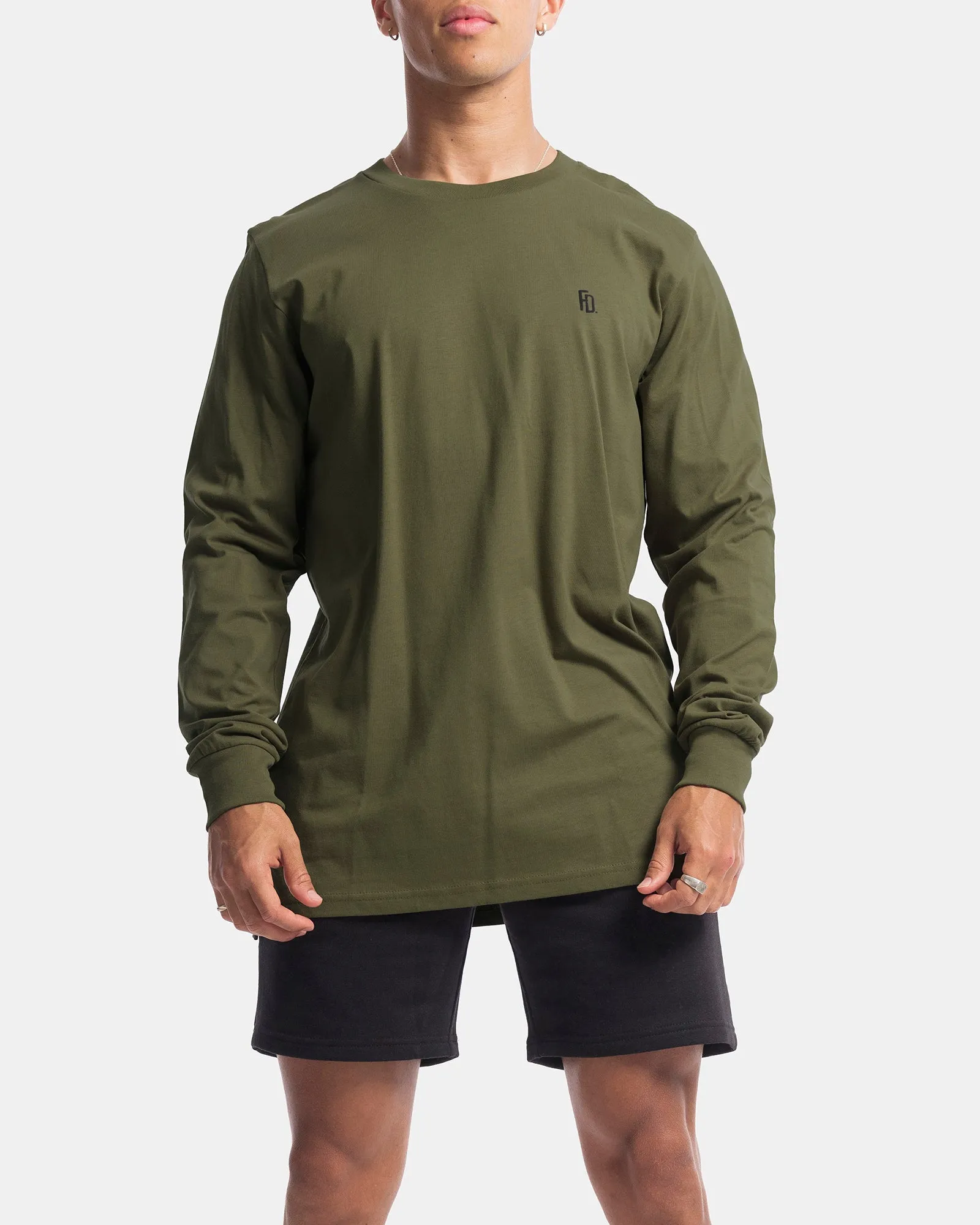 Mens Contract Rise Long Sleeve Tee - Olive