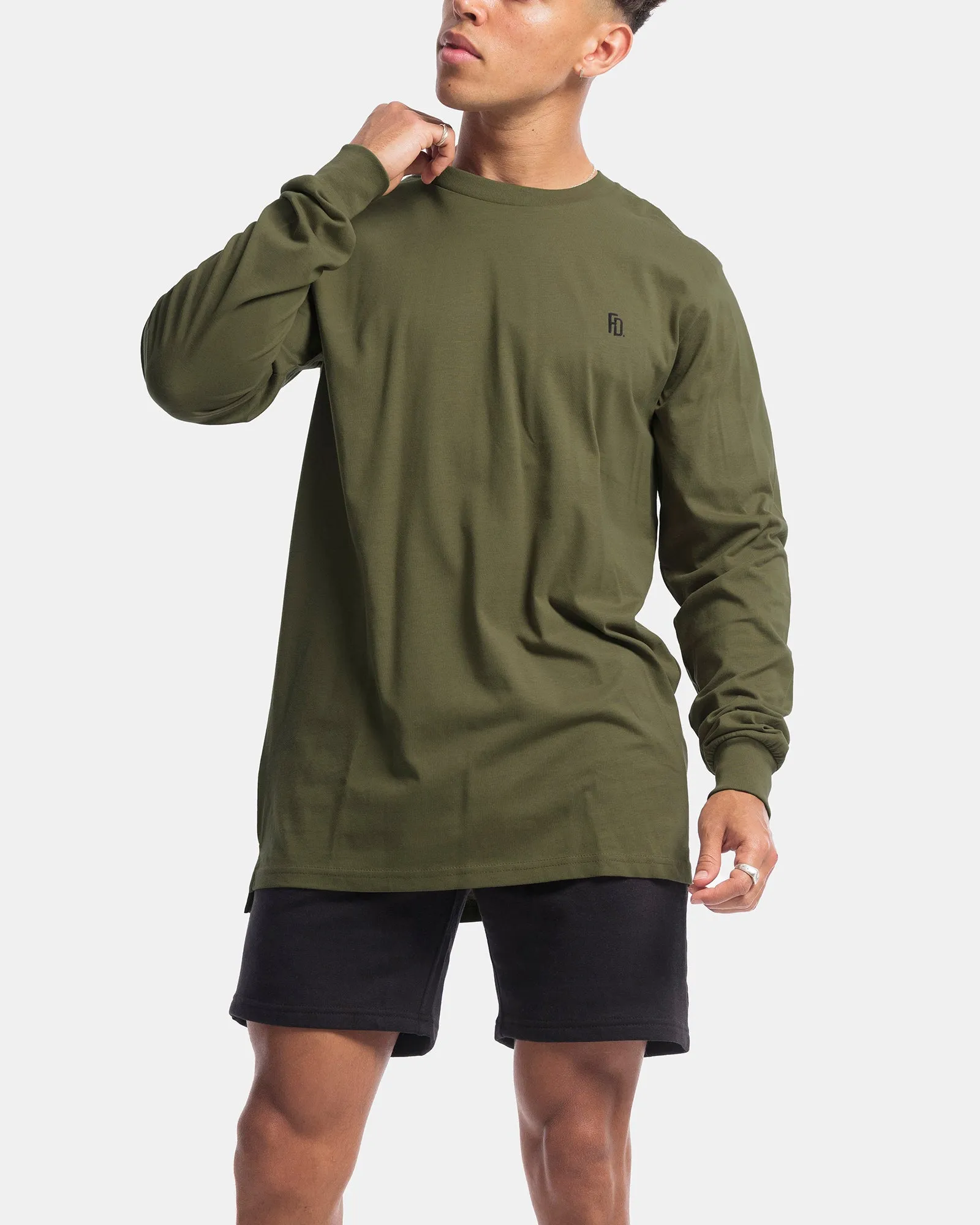 Mens Contract Rise Long Sleeve Tee - Olive