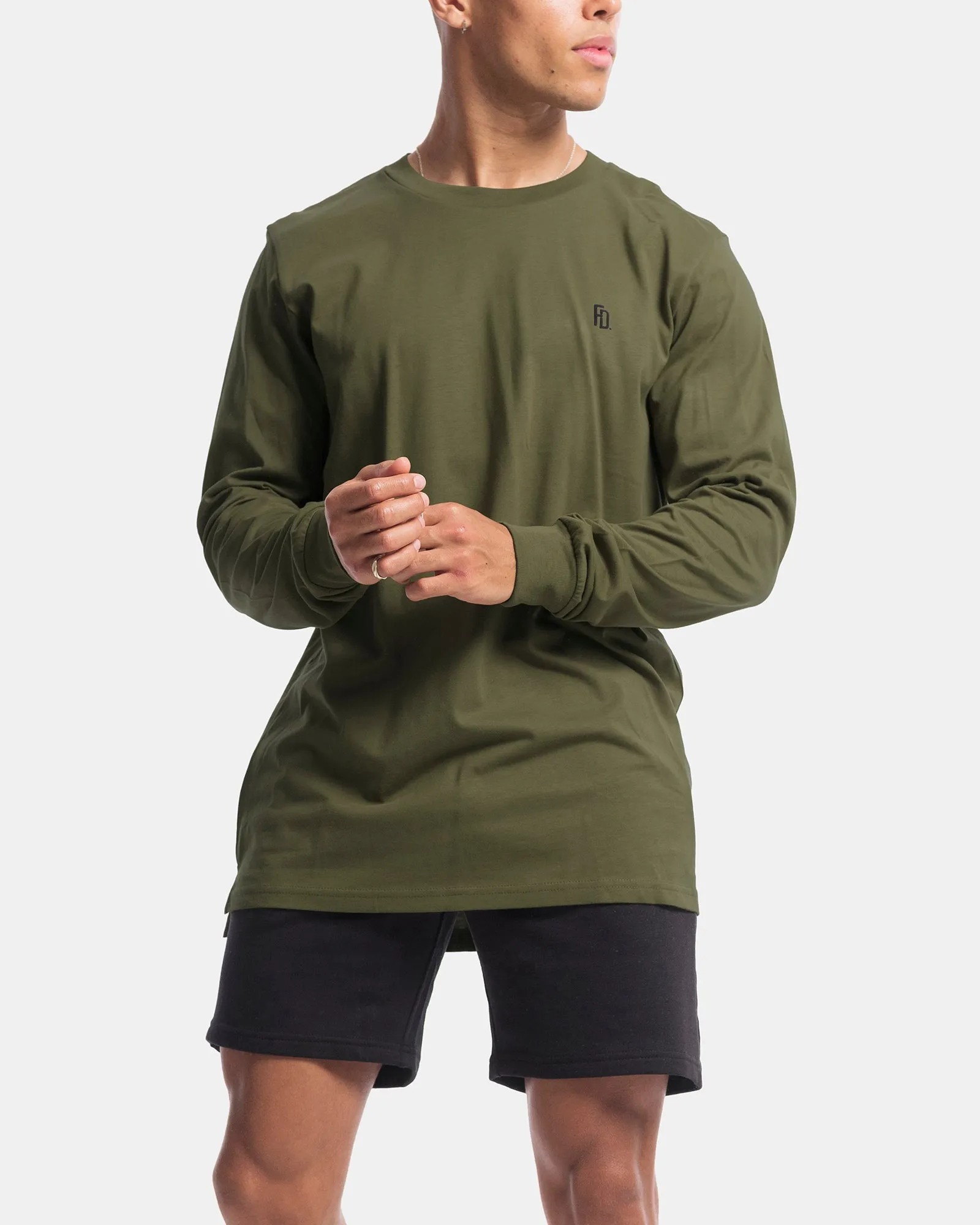 Mens Contract Rise Long Sleeve Tee - Olive