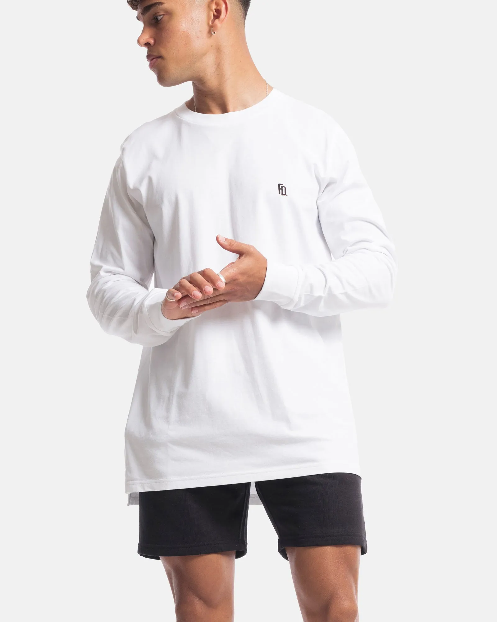 Mens Contract Rise Long Sleeve Tee - White