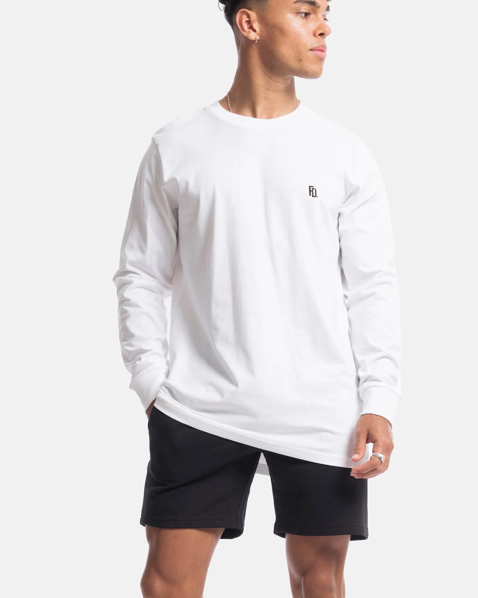 Mens Contract Rise Long Sleeve Tee - White