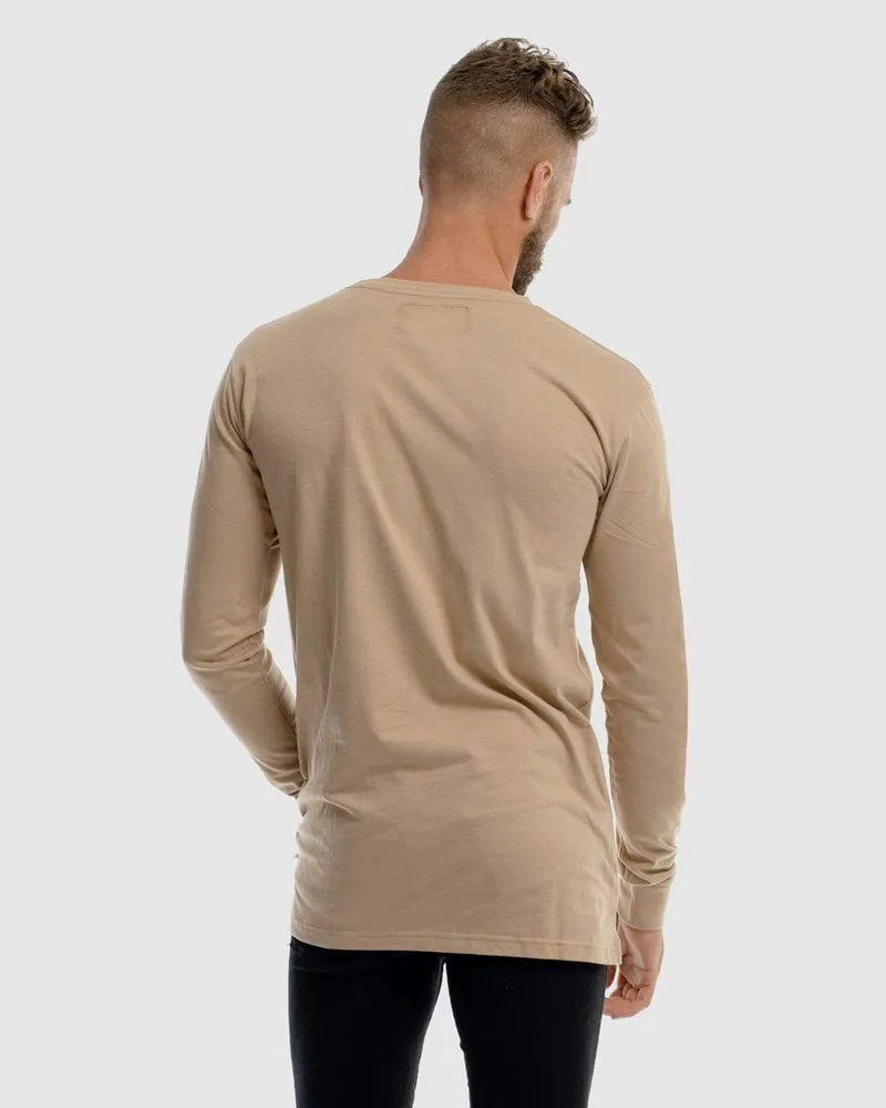 Mens Core Logo Long Sleeve Tee - Camel
