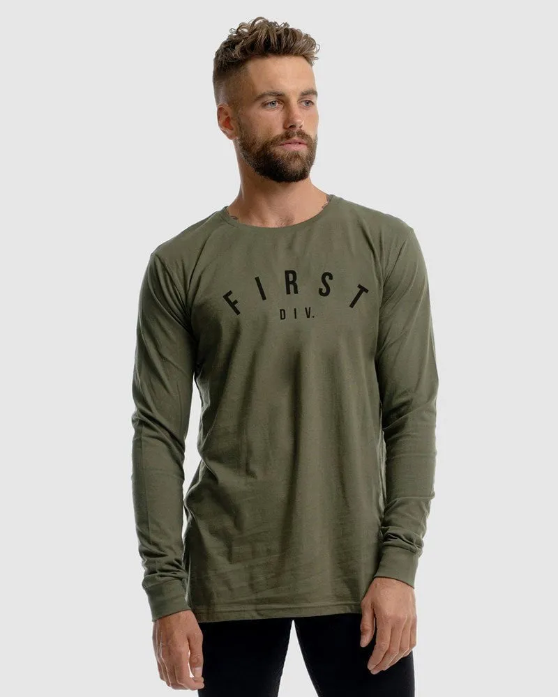 Mens Core Logo Long Sleeve Tee - Olive
