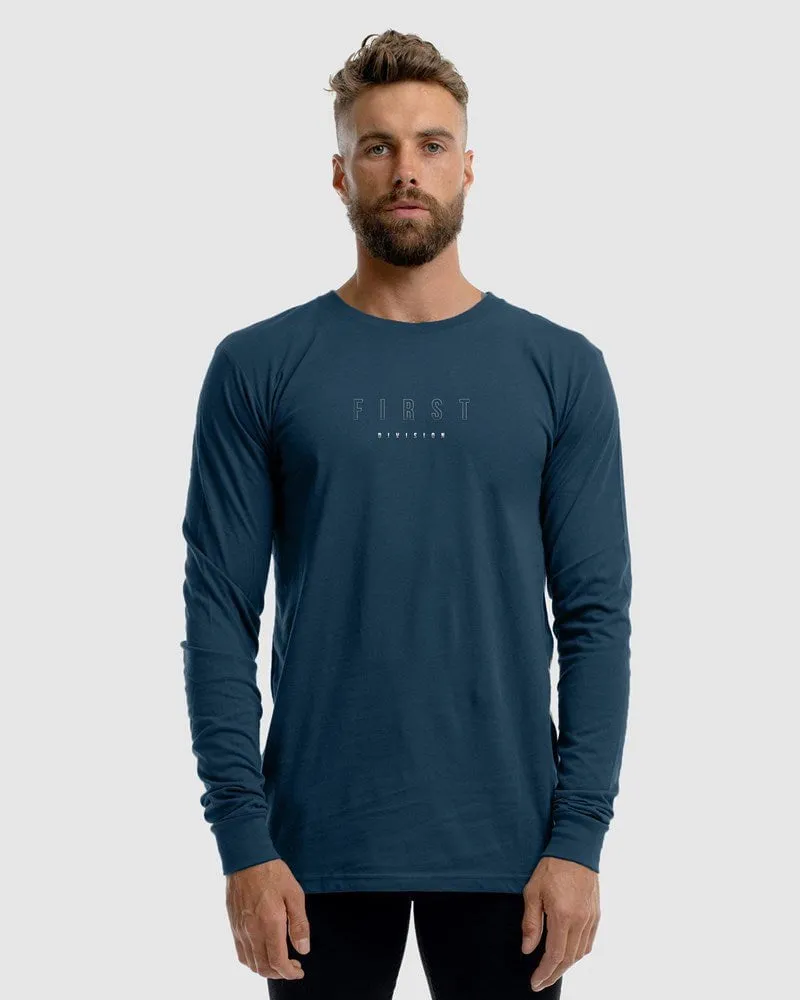 Mens First Embroidery Long Sleeve Tee - Ink