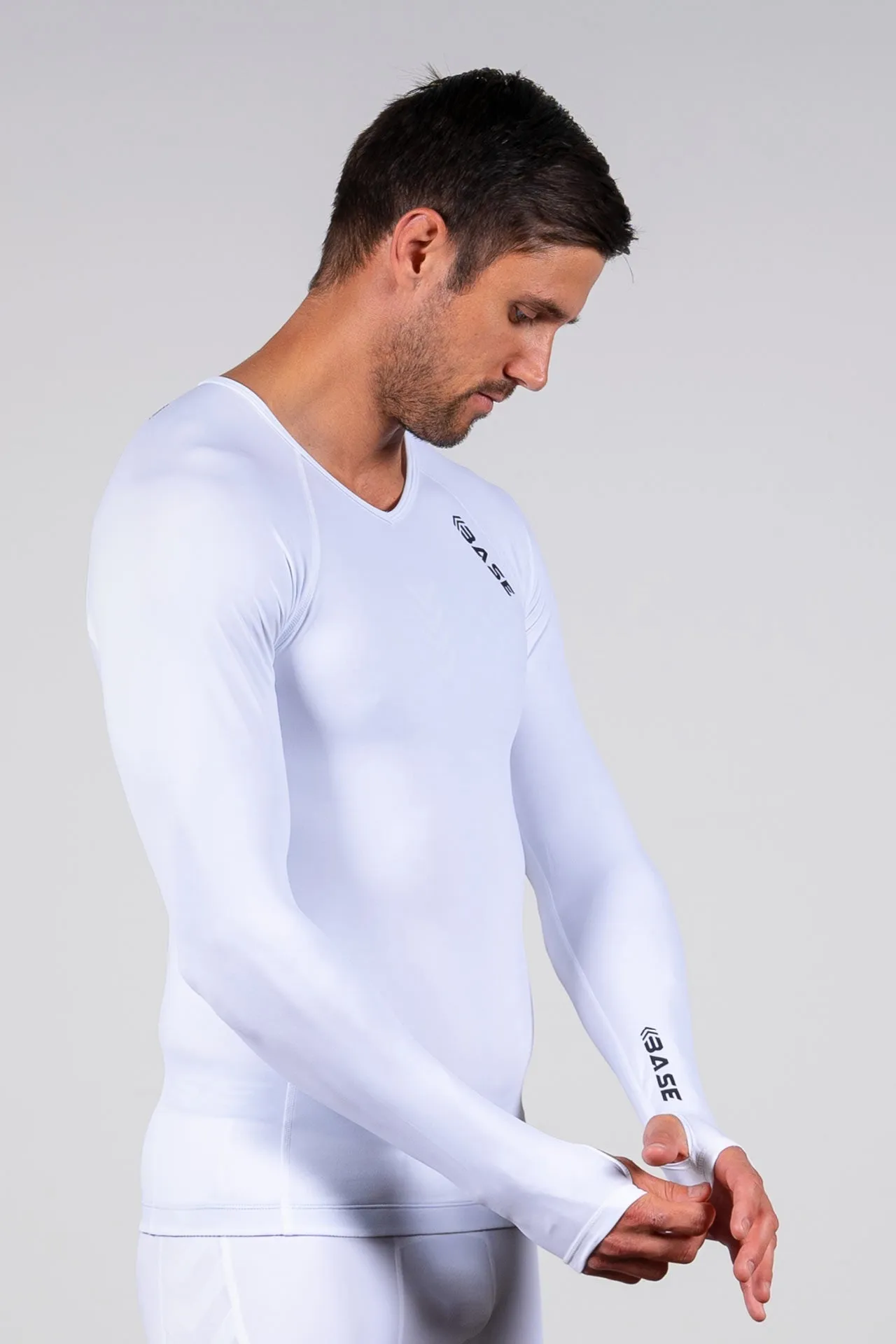 Men's Long Sleeve Compression Tee - White