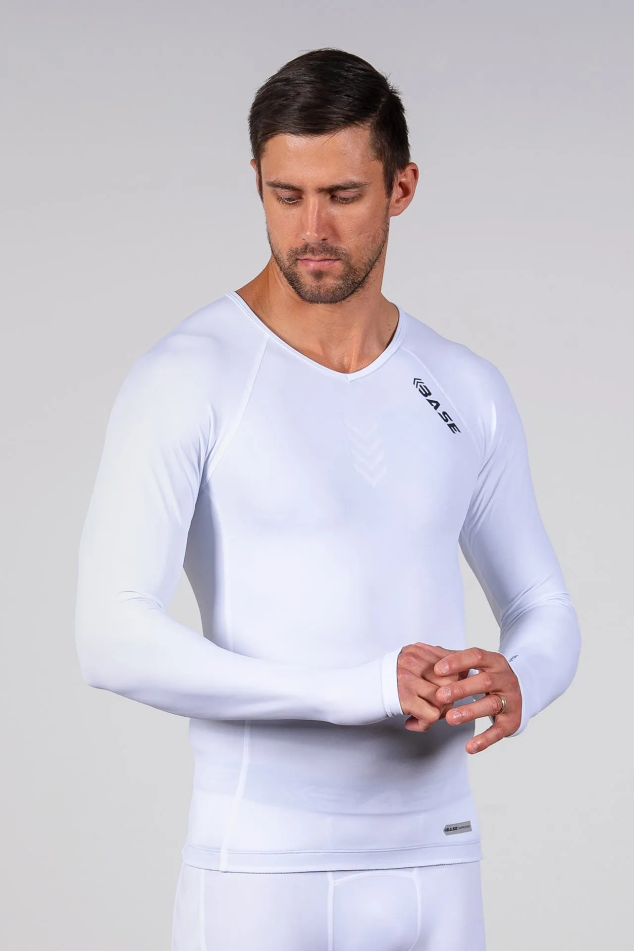 Men's Long Sleeve Compression Tee - White