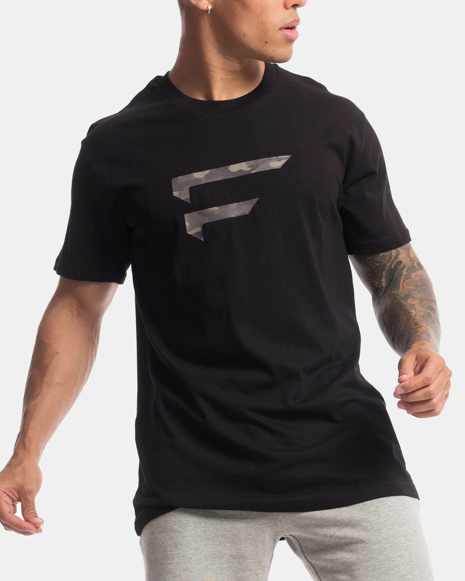 Mens Performance Camo Logo Tee - Black