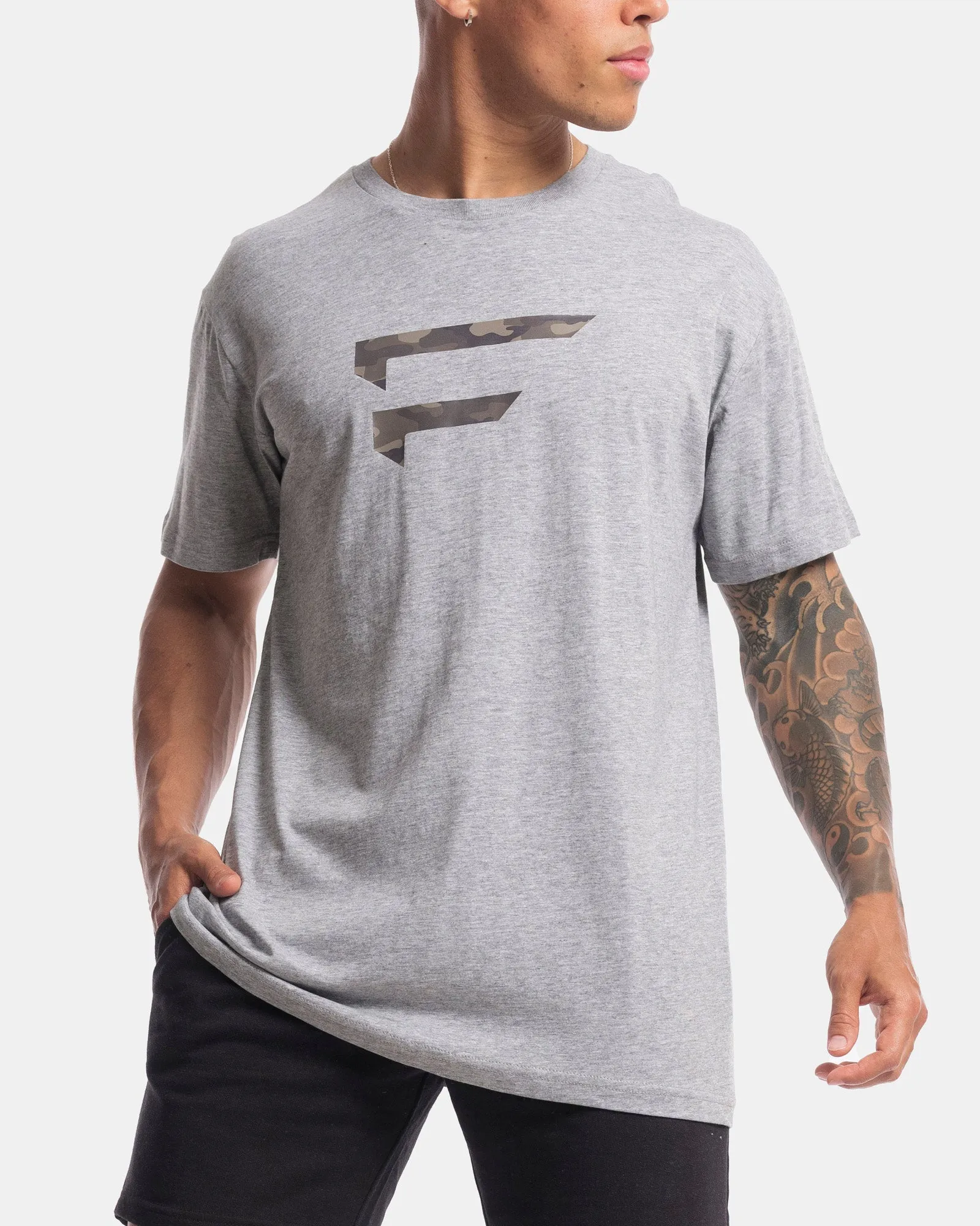 Mens Performance Camo Logo Tee - Marle Grey