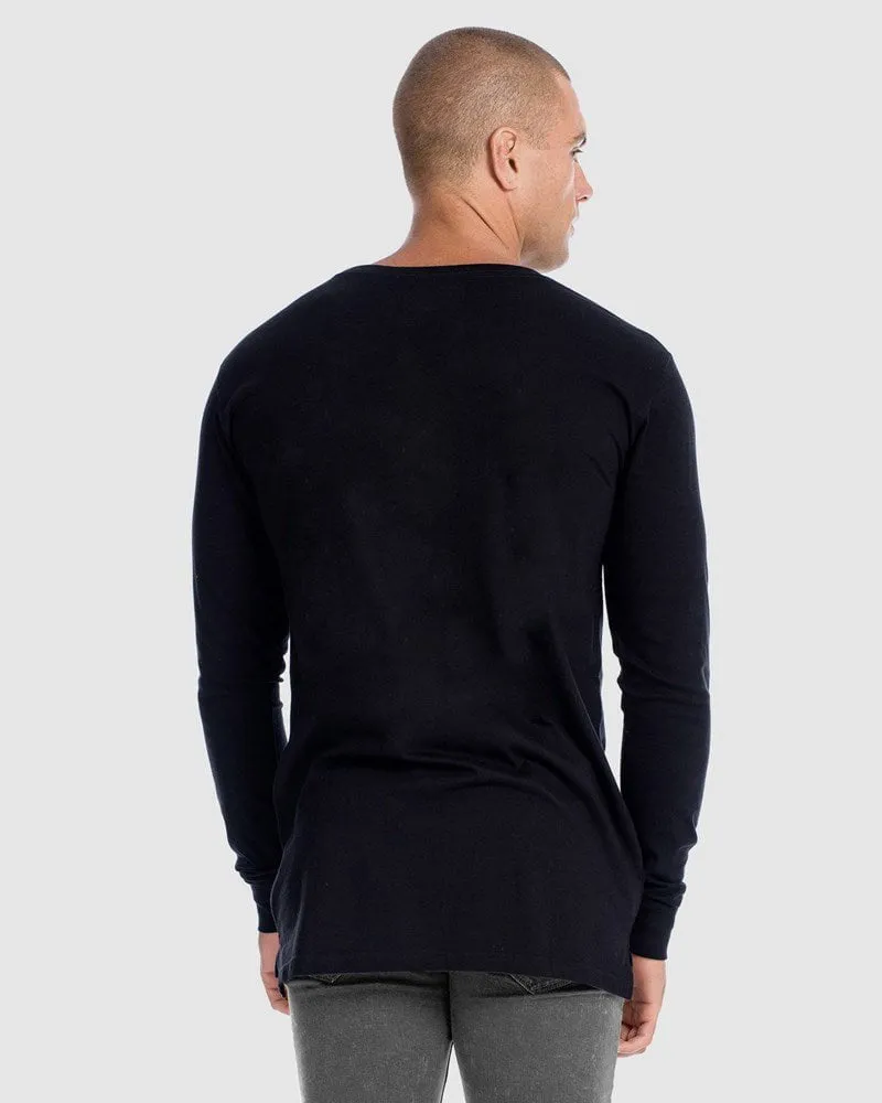Mens Stature Long Sleeve Tee - Black