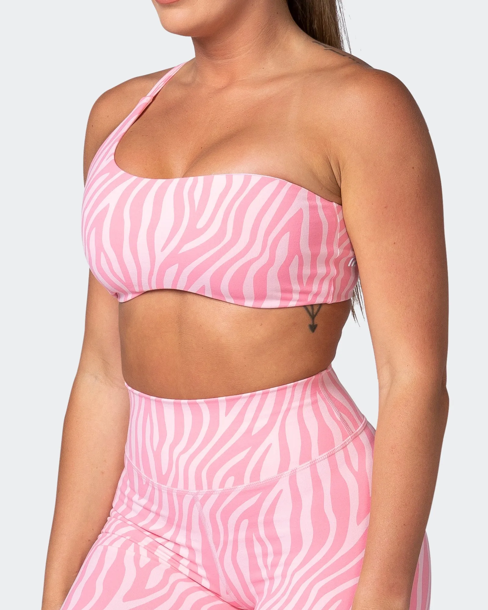 Movement One Shoulder Bralette - Strawberry Zebra Print